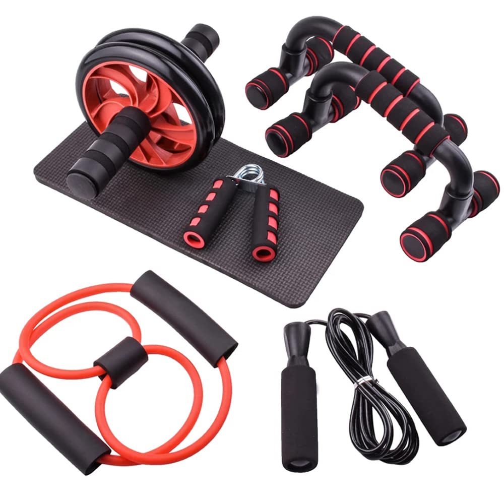 XININ Resistance Bands Set with Push Up Stand Bar, Ab Roller Wheel, Jump Rope & Grip Trainer - Home Gym Equipment for Full Body Workout, Strength Training & Muscle Building - Perfect for Home Fitness, CrossFit & Weight Loss