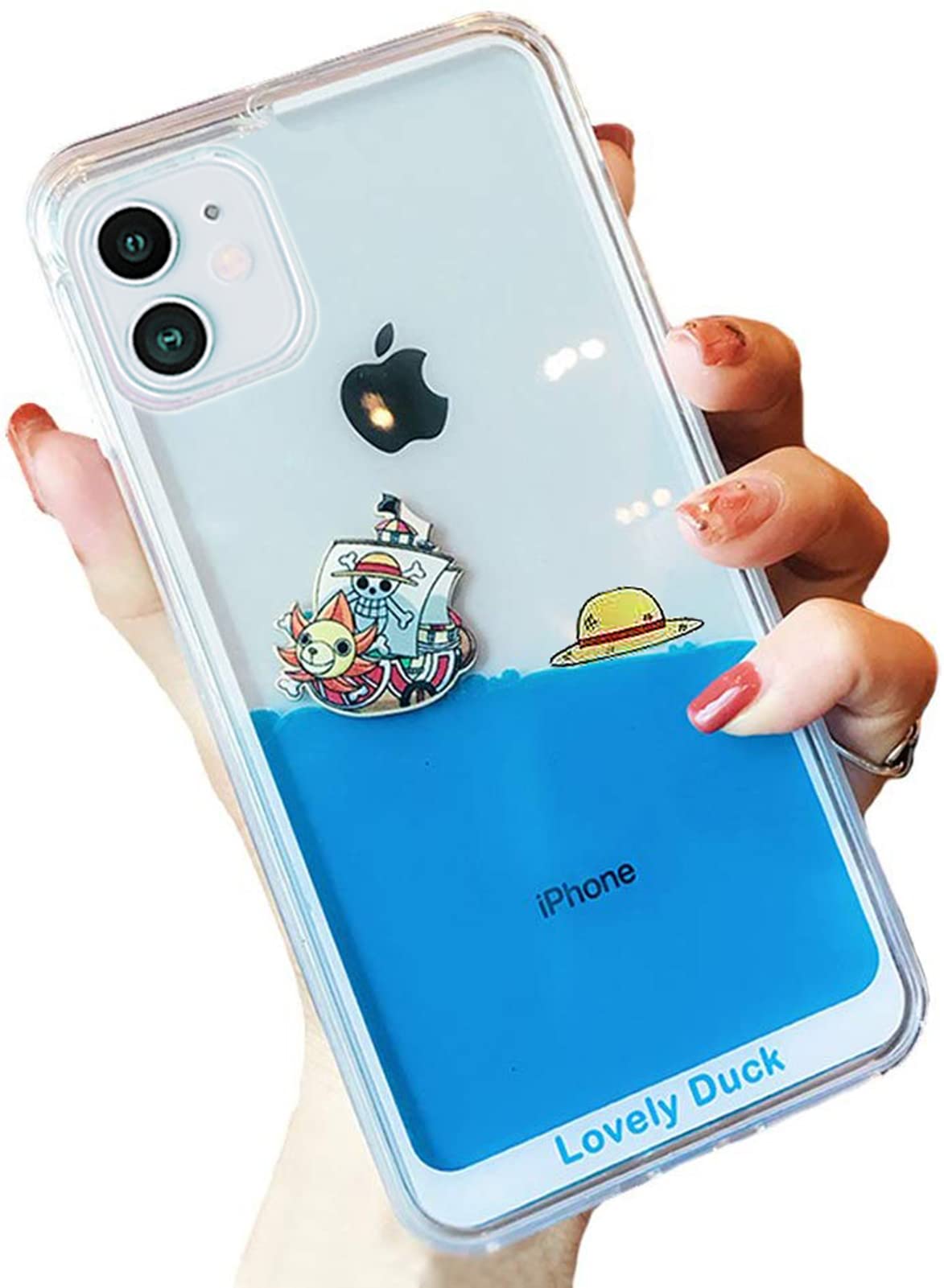 UnnFiko 3D Cute Quicksand Glitter Liquid Case for iPhone 12 Pro Max - Floating Sparkle Soft Protective Cover for Women & Girls (Pirate Ship & Hat Design) | Perfect for Everyday Use, Parties & Gifts