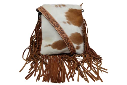 American Darling Women's Western Conceal Carry Crossbody Purse - Genuine Cowhide Leather with Fringe & Hair-On Design - Perfect for Everyday Use, Travel & Country-Themed Events