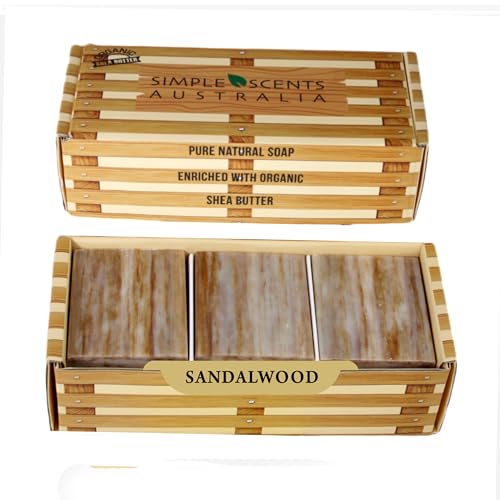 Natural Sandalwood Soap Bars - 6 Pack, Shea Butter for Moisturizing | Bath & Body Care