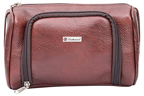 Premium Leatherman Toiletry Bag for Men & Women - Travel Cosmetic Organizer (Brown, 20x15x9cm) - Ideal for Camping, Gym & Weekend Getaways