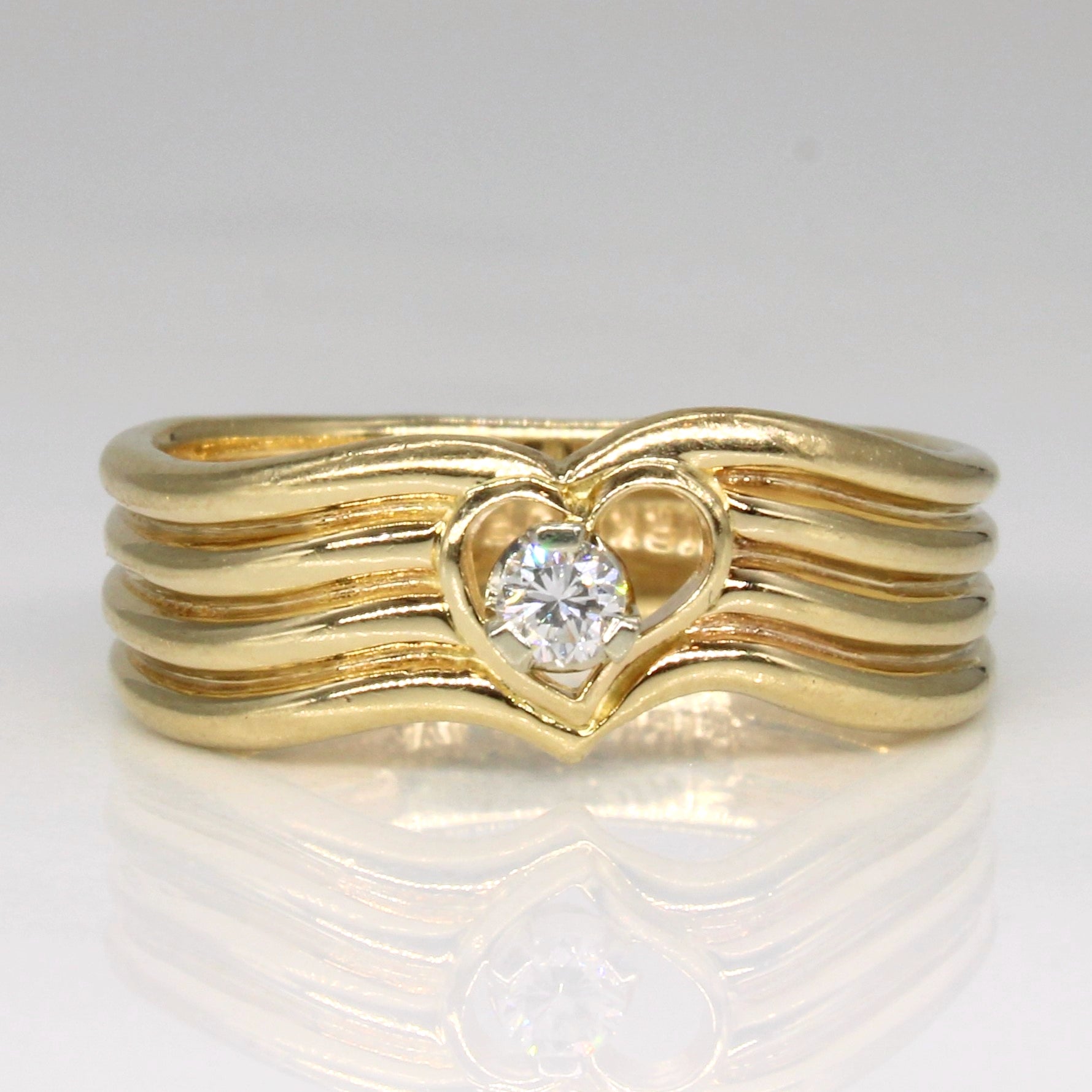 Diamond Heart Ring for Women | 0.07ct Genuine Diamond | Size 6.5 | 925 Sterling Silver | Perfect for Valentine's Day Gift & Anniversary Jewelry