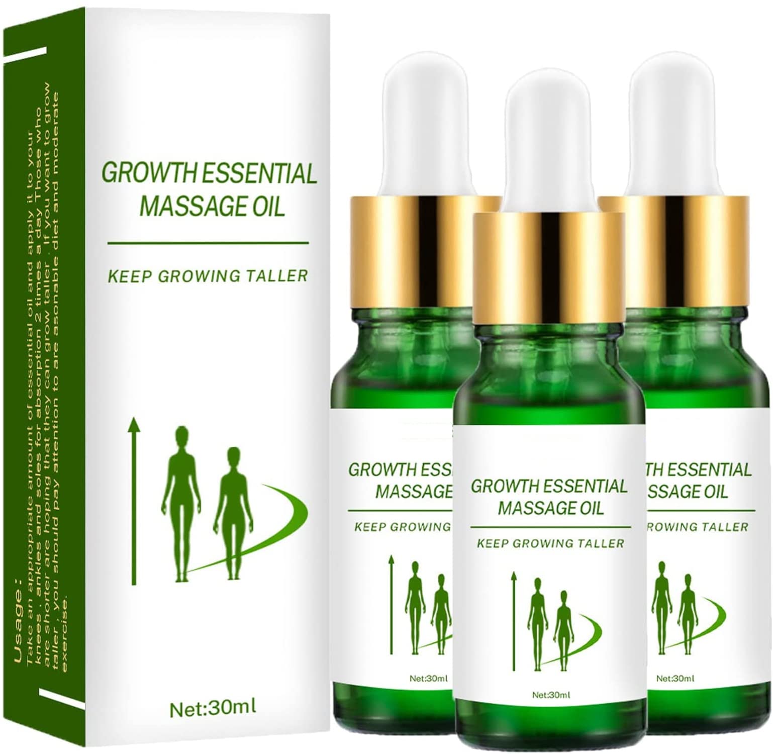 3-Pack Natural Herbal Height Growth Essential Oil for Massage - Promotes Bone & Foot Growth, Increases Height - Perfect for Daily Massage, Aromatherapy & Wellness Routines
