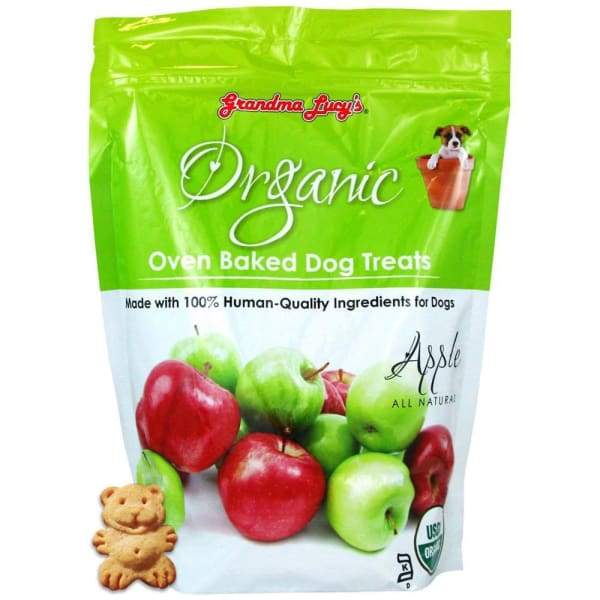 Grandma Lucy's Organic Apple Oven Baked Dog Treats - All Natural, Grain Free Dog Snacks for Small & Large Breeds - Healthy Training Rewards & Dental Chews - 14oz Bag (Perfect for Travel & Outdoor Adventures)