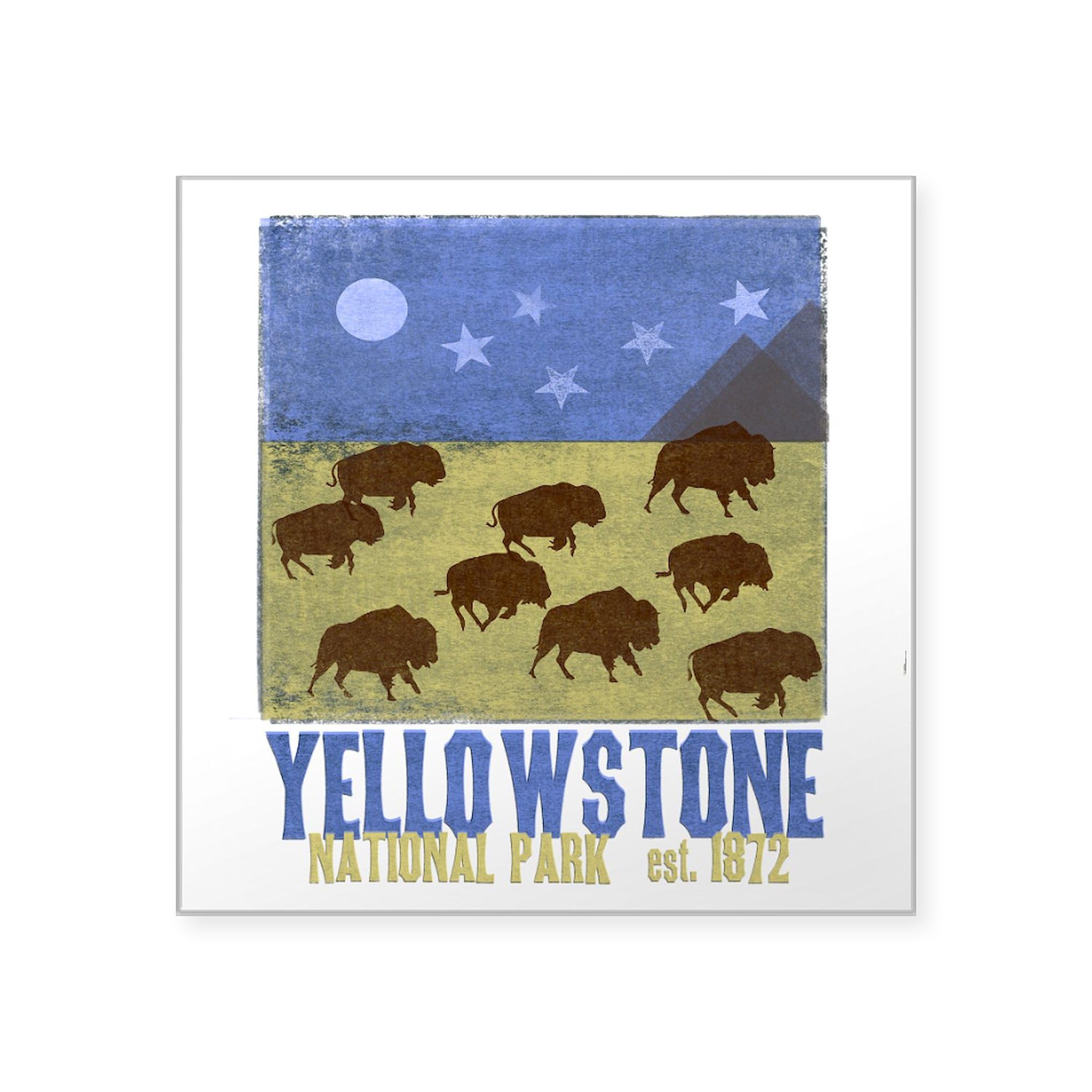 Yellowstone National Park Bison Scene Square Sticker 3x3 Inch - Durable Car Bumper Decal for Laptops, Water Bottles & Outdoor Gear - Perfect for Nature Lovers & Road Trip Enthusiasts
