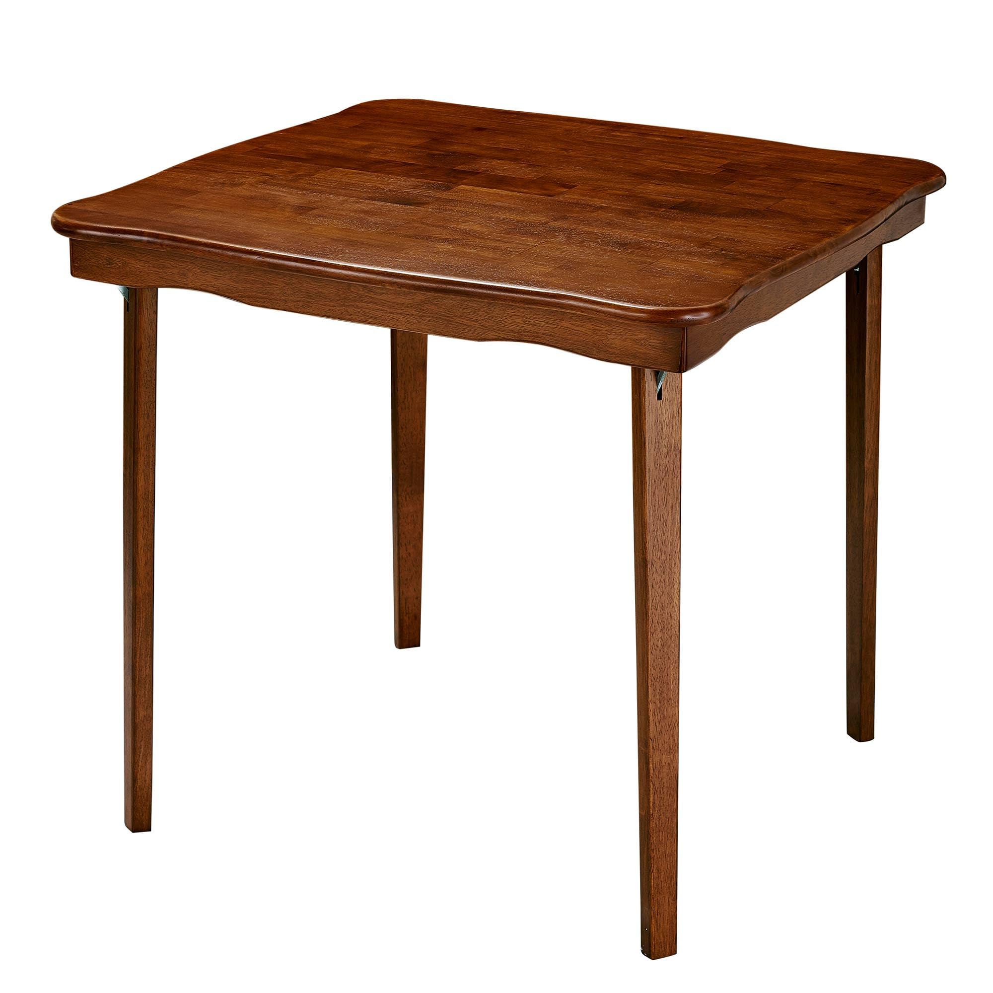 Meco Stakmore Solid Wood Folding Card Table - Compact, Durable Cherry Finish with Scalloped Edge - Perfect for Game Nights, Parties & Home Decor