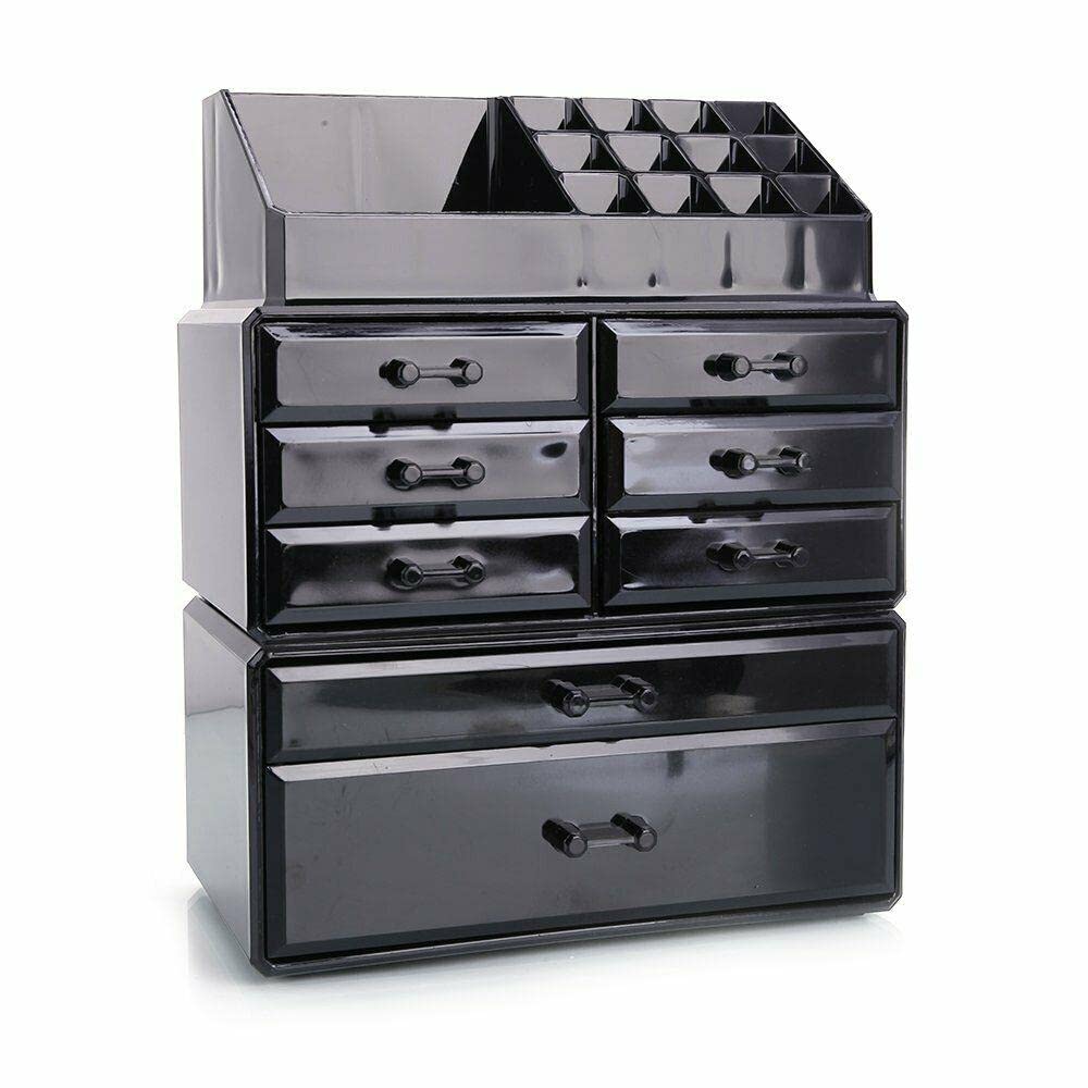 3-Piece Acrylic Makeup Organizer Set - Modern Cosmetic & Jewelry Storage Drawers with Clear Compartments - Perfect for Vanity, Bathroom, and Travel Organization