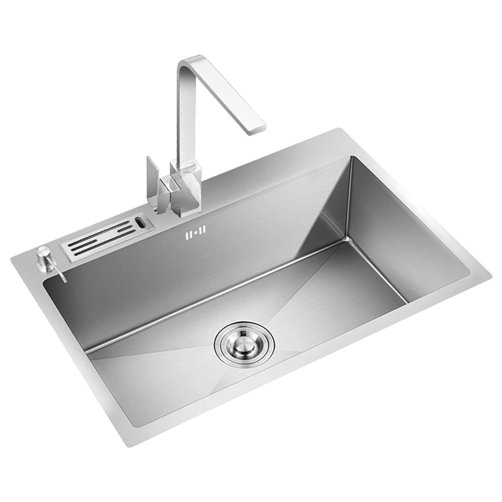YSDQ Stainless Steel Undermount Kitchen Sink with Thick Drop Single Bowl, Faucets, and Drain Accessories - Ideal for Garage, Restaurant, Kitchen, Laundry Room, and Outdoor Use