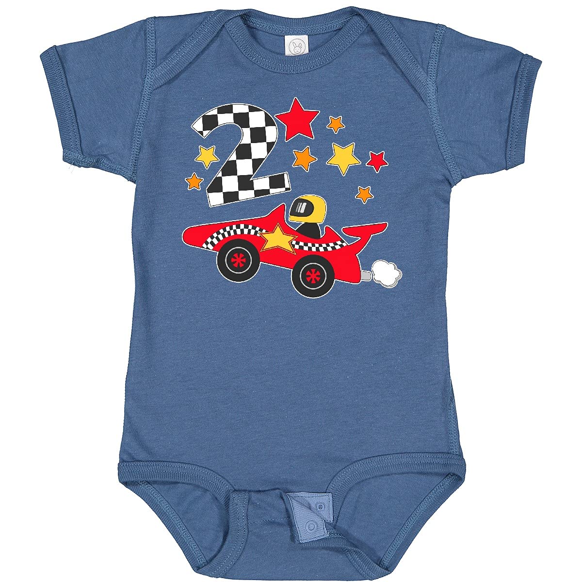 Inktastic Happy 2nd Birthday Red Racing Car Baby Bodysuit - Cute Toddler Outfit for Birthday Party, Photo Shoot & Special Occasions