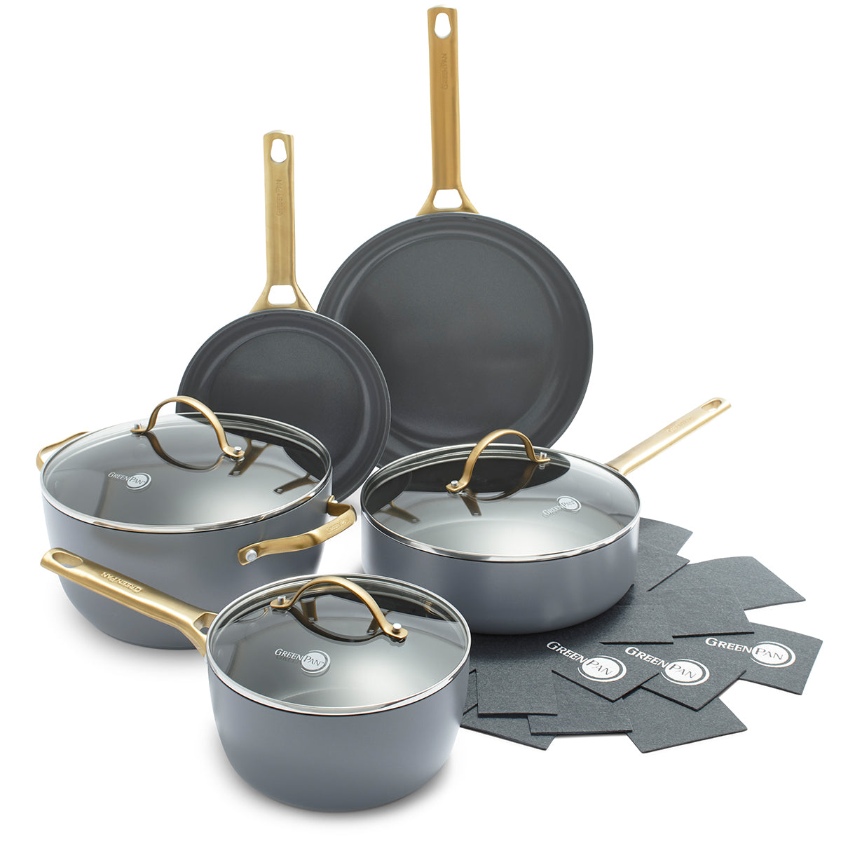 Premium Reserve Ceramic Nonstick 8-Piece Cookware Set - Charcoal Gray | Eco-Friendly & PFOA-Free | Perfect for Induction, Gas & Electric Stoves | Ideal for Frying, Sautéing & Everyday Cooking