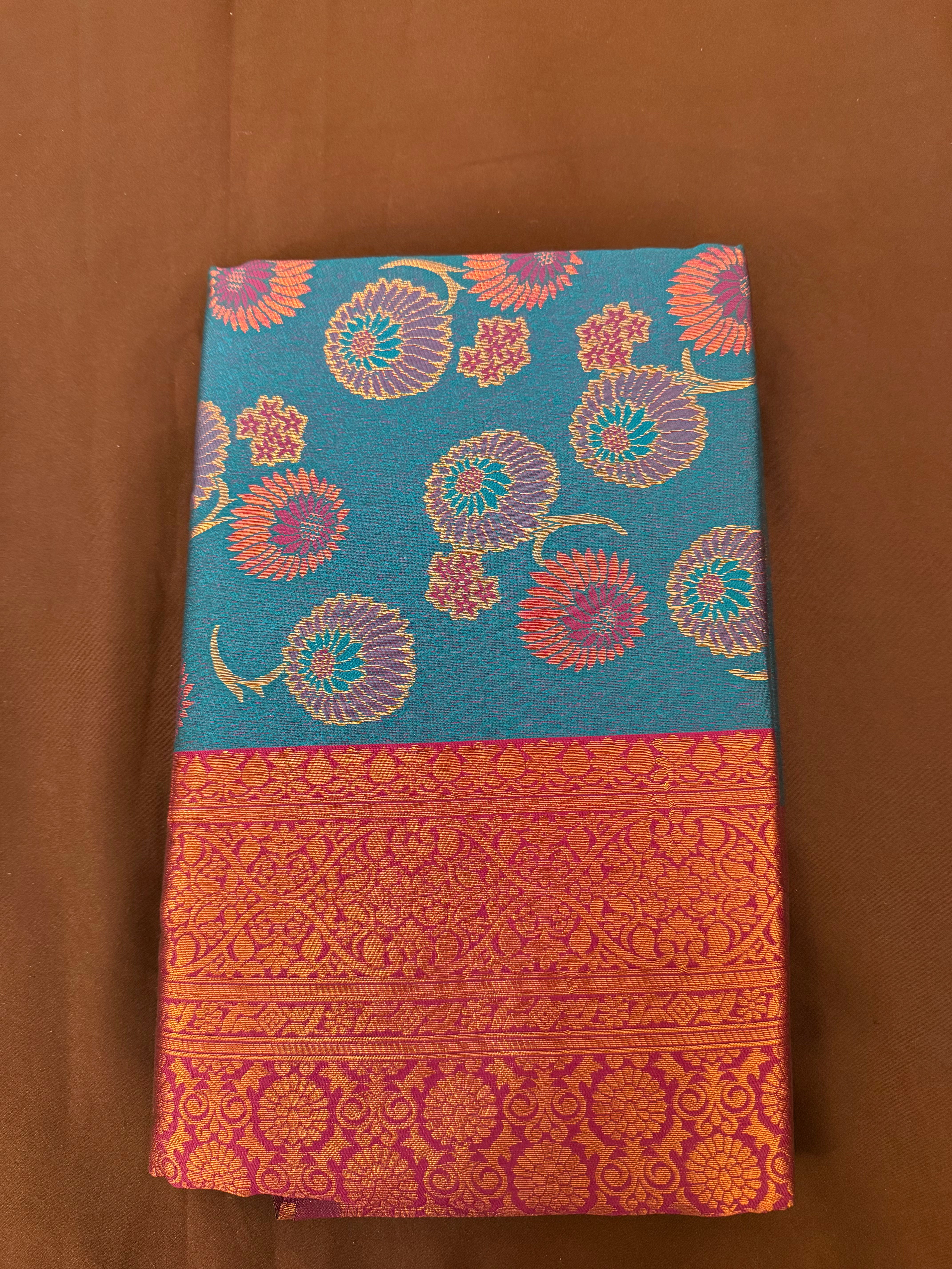 Elegant Teal Color Art Silk Saree with Contrast Border for Women - Perfect for Weddings, Parties & Festive Occasions