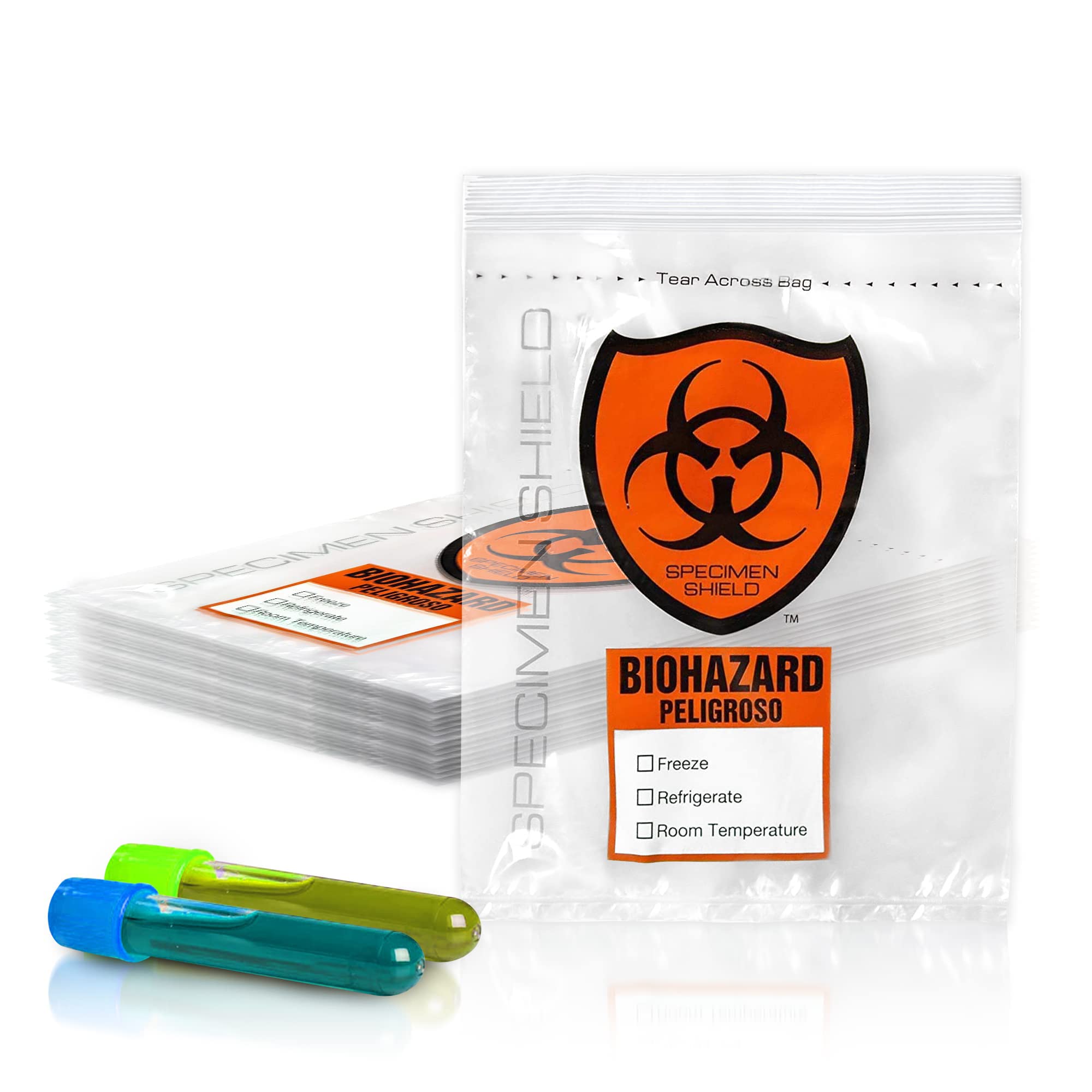 PUREVACY 6x9 Biohazard Bags - Pack of 1000, 2 Mil Thick, 3-Wall Tear Pouch with Seal Top - Medical Specimen Transport Bags for Lab, Hospital & Clinical Use - Ideal for Safe Shipping & Disposal of Hazardous Materials