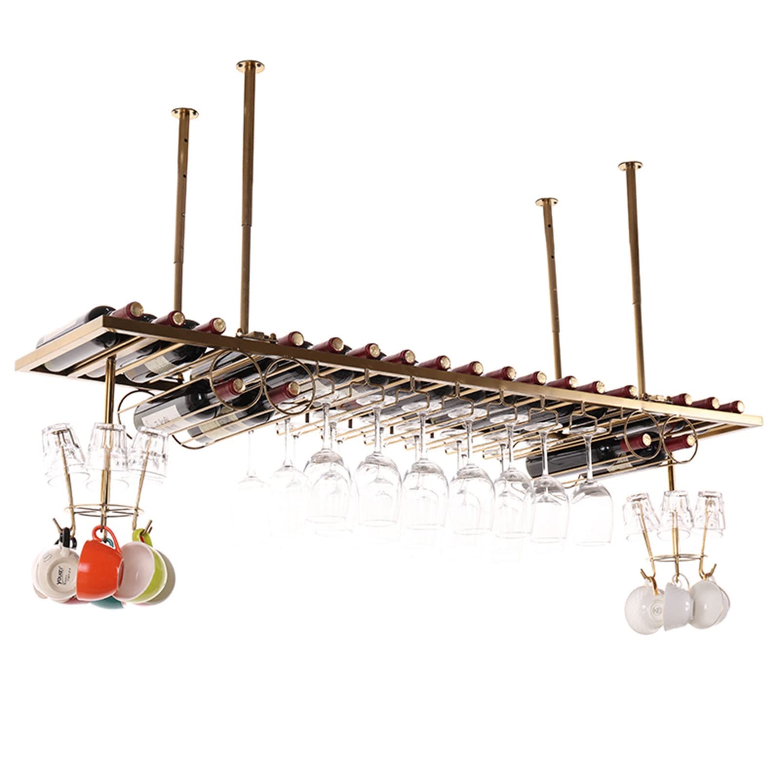 Premium Gold Ceiling Wine Glass Rack - 24