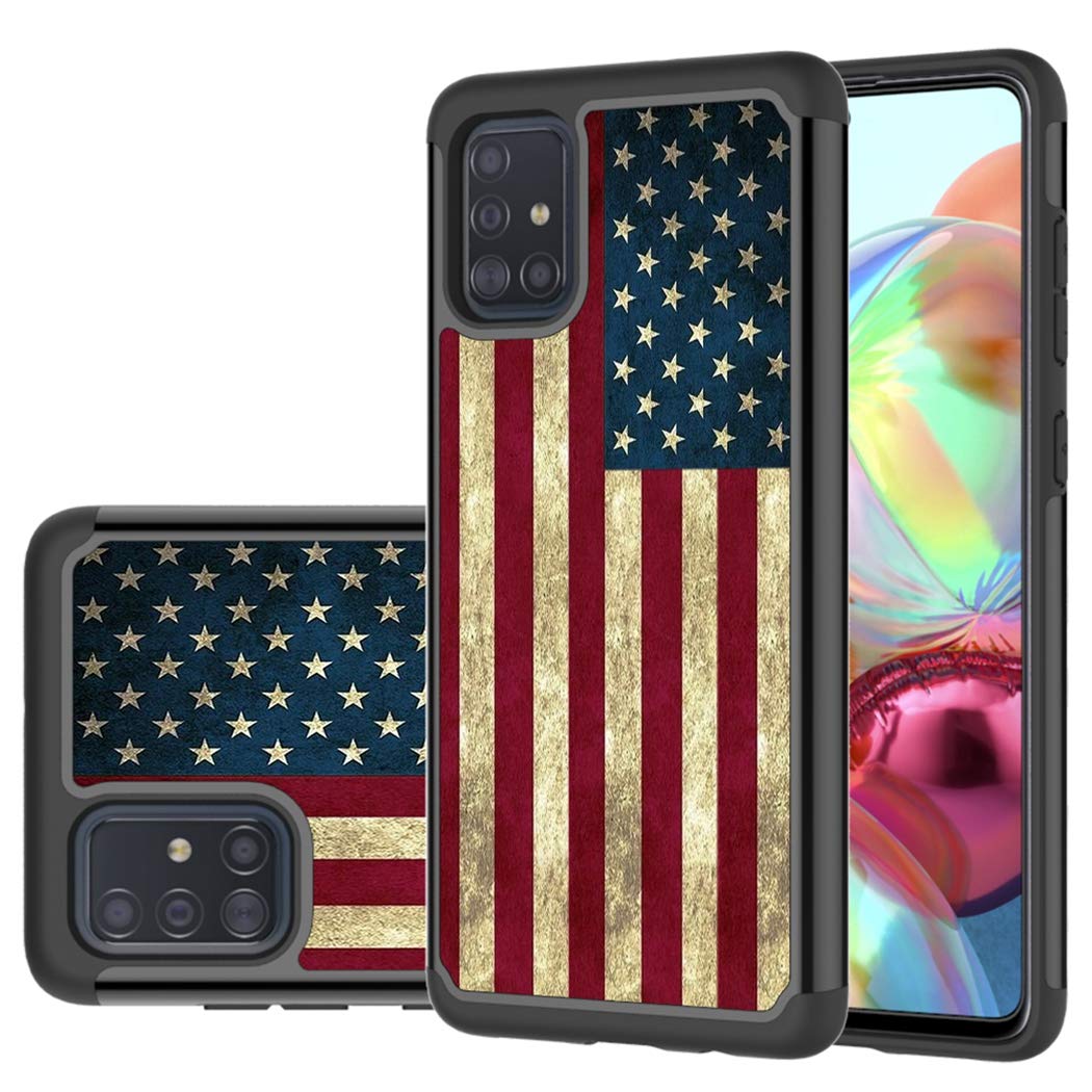 Shockproof Samsung Galaxy A51 4G Case - Heavy Duty Dual Layer Protective Cover for Women & Girls, USA Flag Design | Perfect for Outdoor Activities, Travel & Everyday Use
