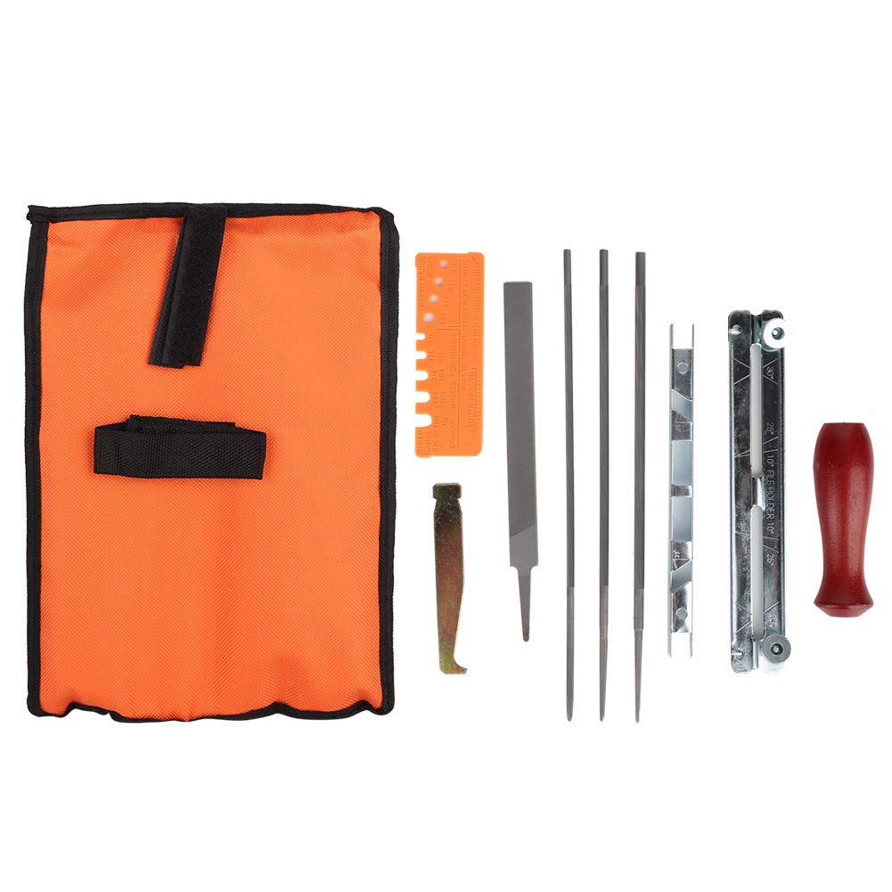 **Nivvity 10-Piece Chainsaw Sharpener Kit - Professional Chain Saw File Tool Set with Guide Bar for Sharpening & Maintenance - Perfect for Wood Cutting, Tree Trimming & DIY Projects**