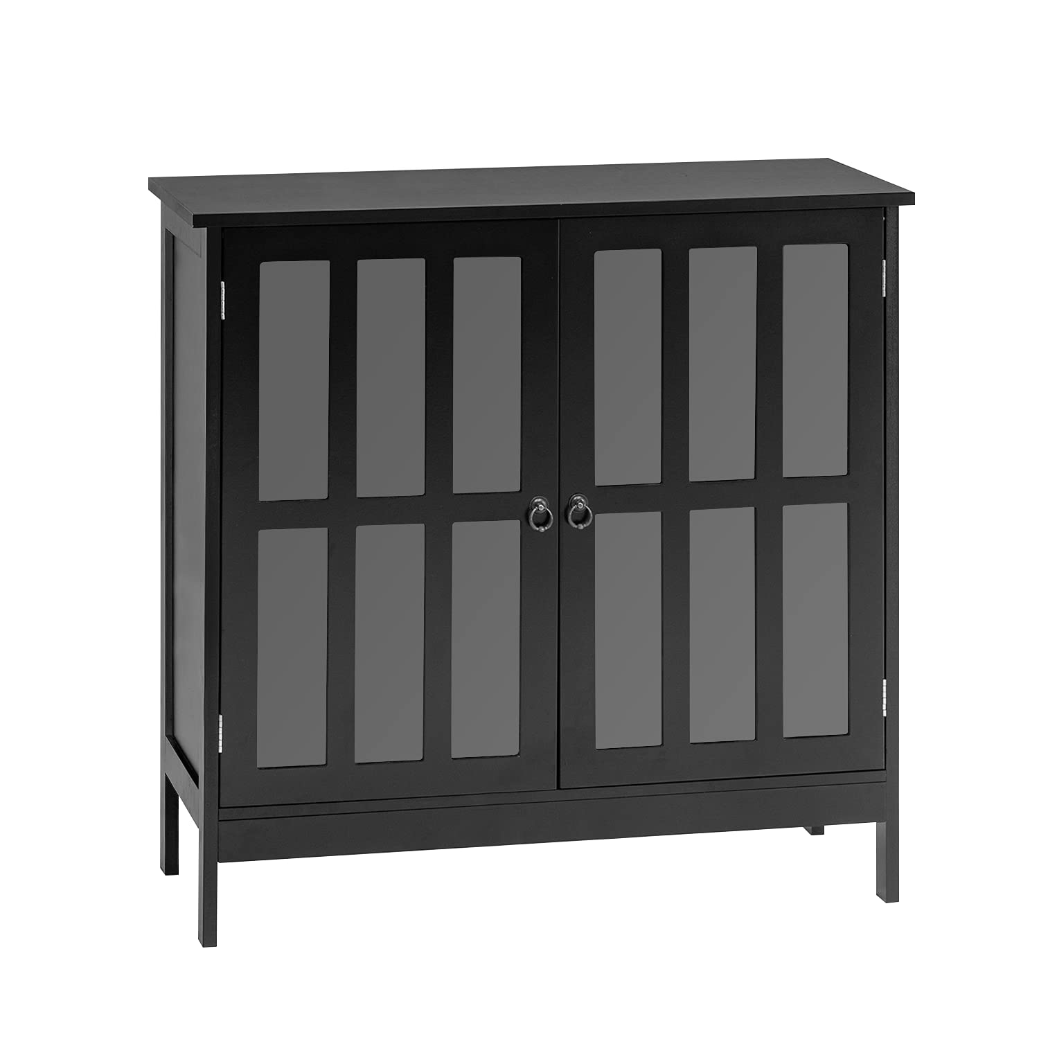 EROMMY Solid Wood Storage Cabinet - Sideboard Buffet with Doors for Entryway, Kitchen, Dining & Living Room - Black | Stylish Home Organization & Display Furniture for Small Spaces