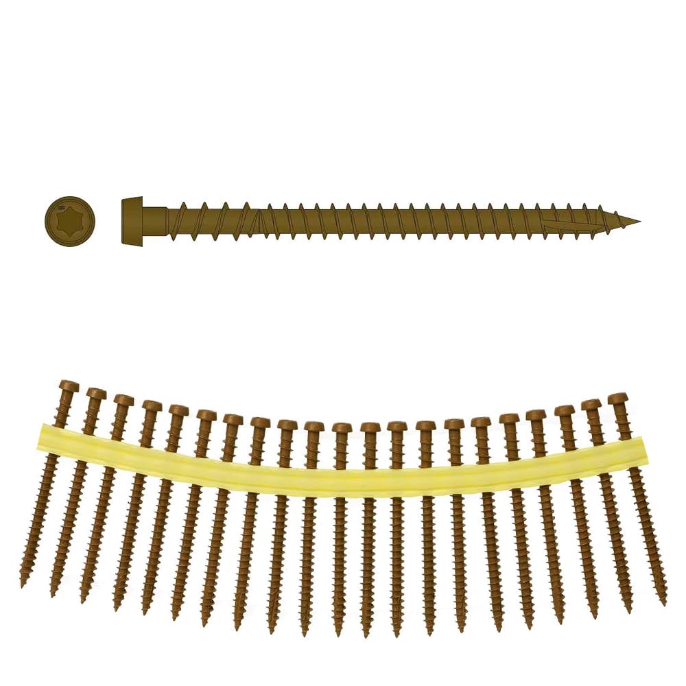 **Simpson Strong-Tie DCU234SBR01 Deck-Drive DCU Composite Screw (Collated) — 10 x 2-3/4 Inch Quik Guard Brown (1000-Pack) – Ideal for Decking, Fencing & Outdoor Wood Projects**