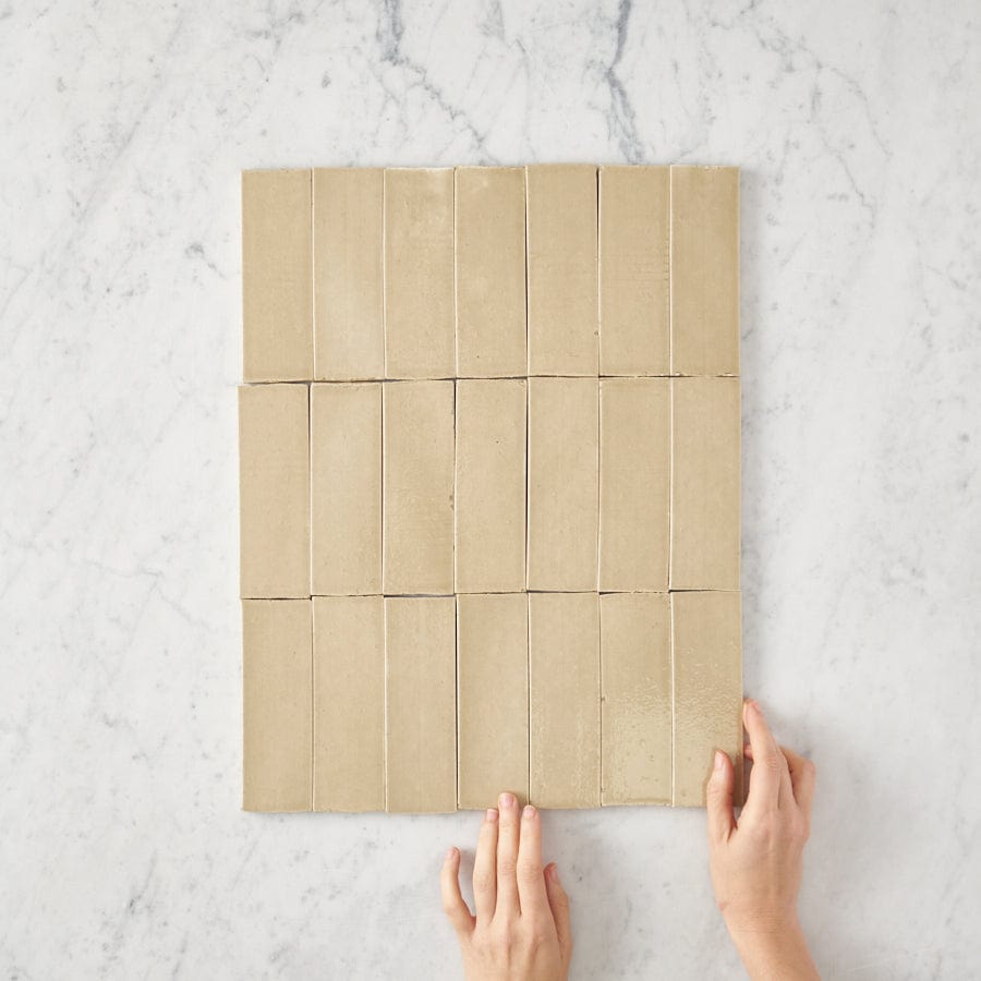 Premium Noosa Gloss Zellige Beige Subway Tile - 3x6 Inch Ceramic Wall & Backsplash Tiles - Perfect for Kitchen, Bathroom & Fireplace Renovation