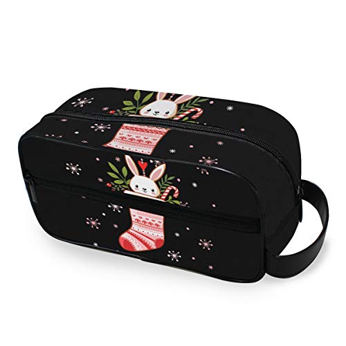 Waterproof Cosmetic Bag for Makeup & Toiletry Travel Organizer - Cute Rabbit Design Portable Storage Case for Cosmetics, Brushes, Socks & Accessories - Perfect for Vacation, Gym, Business Trips & Daily Use