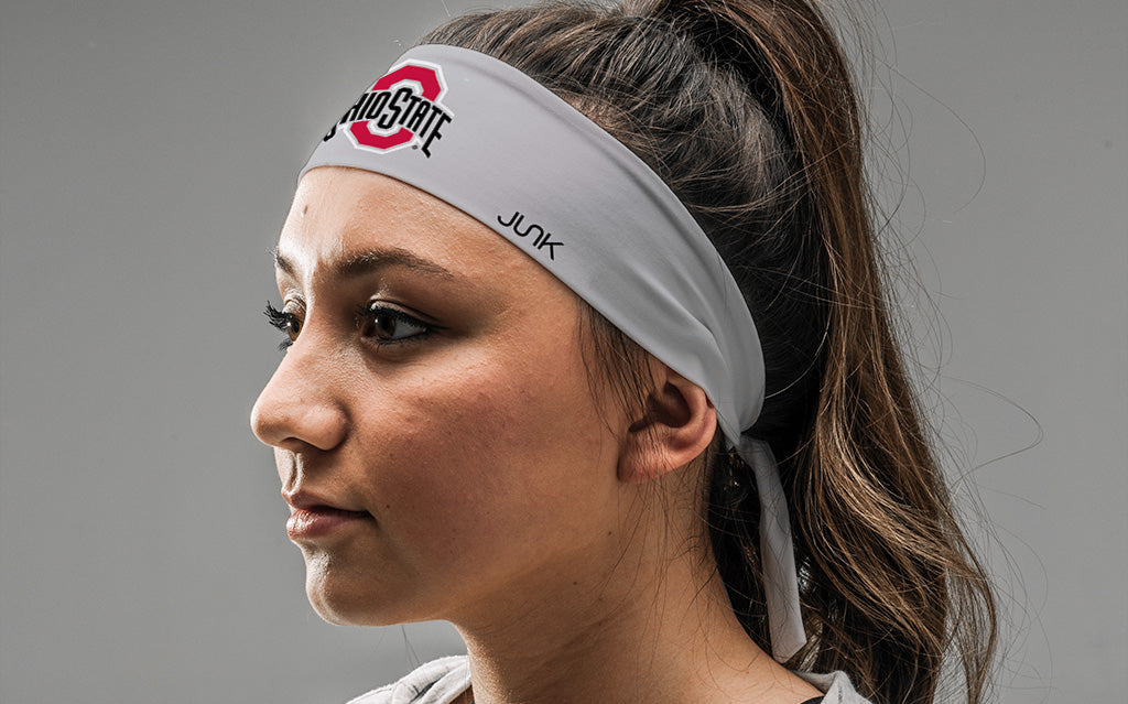 Ohio State Buckeyes Logo Gray Adjustable Flex Tie Headband - Perfect for Sports, Workouts, and Game Day Fan Gear