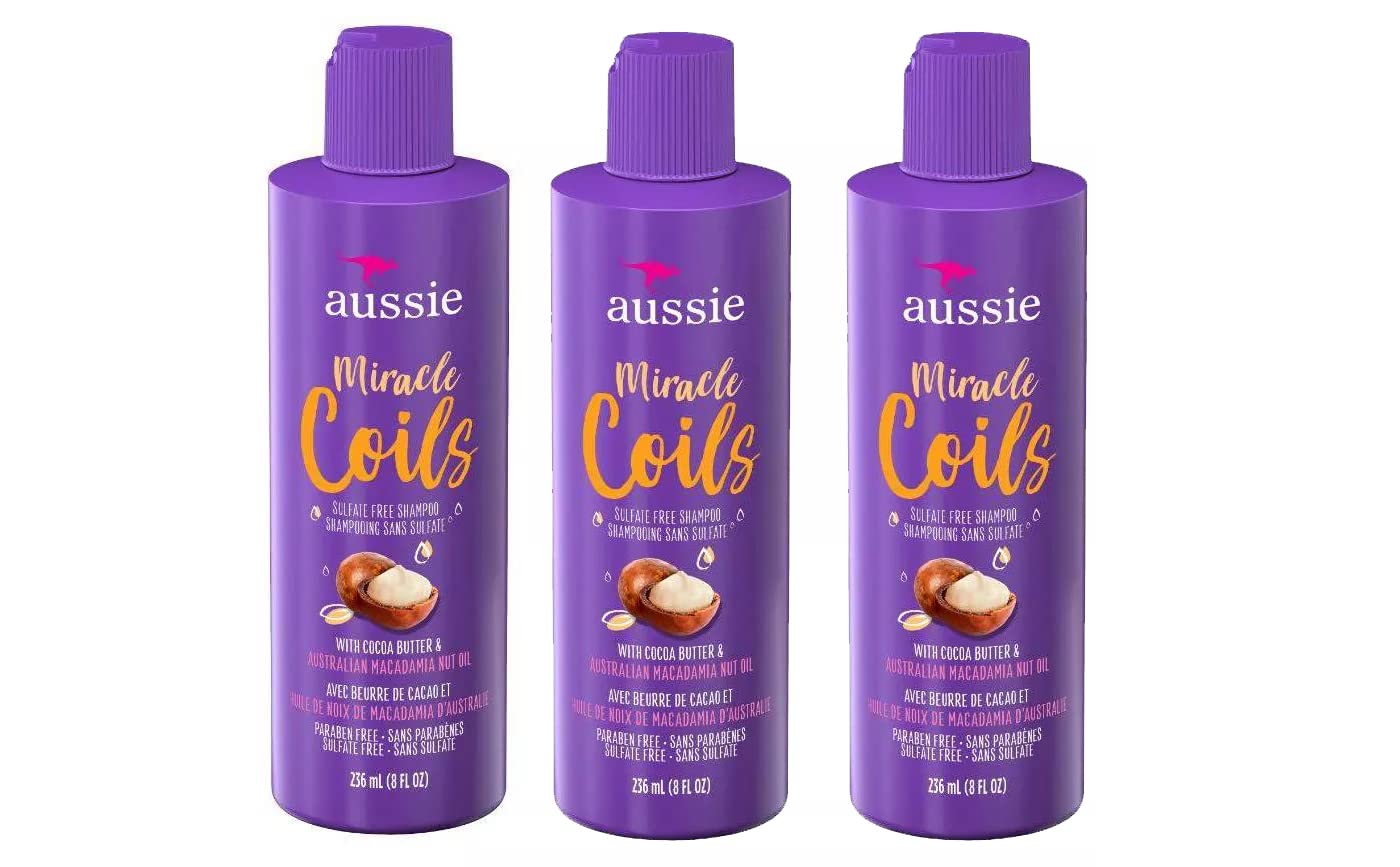 **Aussie Sulfate-Free Shampoo for Curly Hair - 8 fl oz (3-Pack) - Hydrating & Frizz Control for Daily Hair Care**