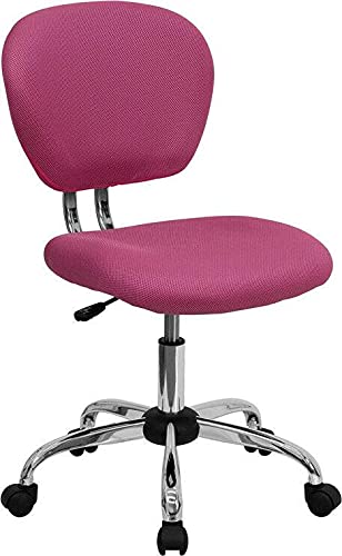Pink Mid-Back Swivel Office Chair - Ergonomic Task Chair for Home Office, Gaming & Computer Desk - Adjustable Height Comfortable Work Chair for Professionals & Gamers - Perfect for Small Spaces, Study Rooms & Workstations