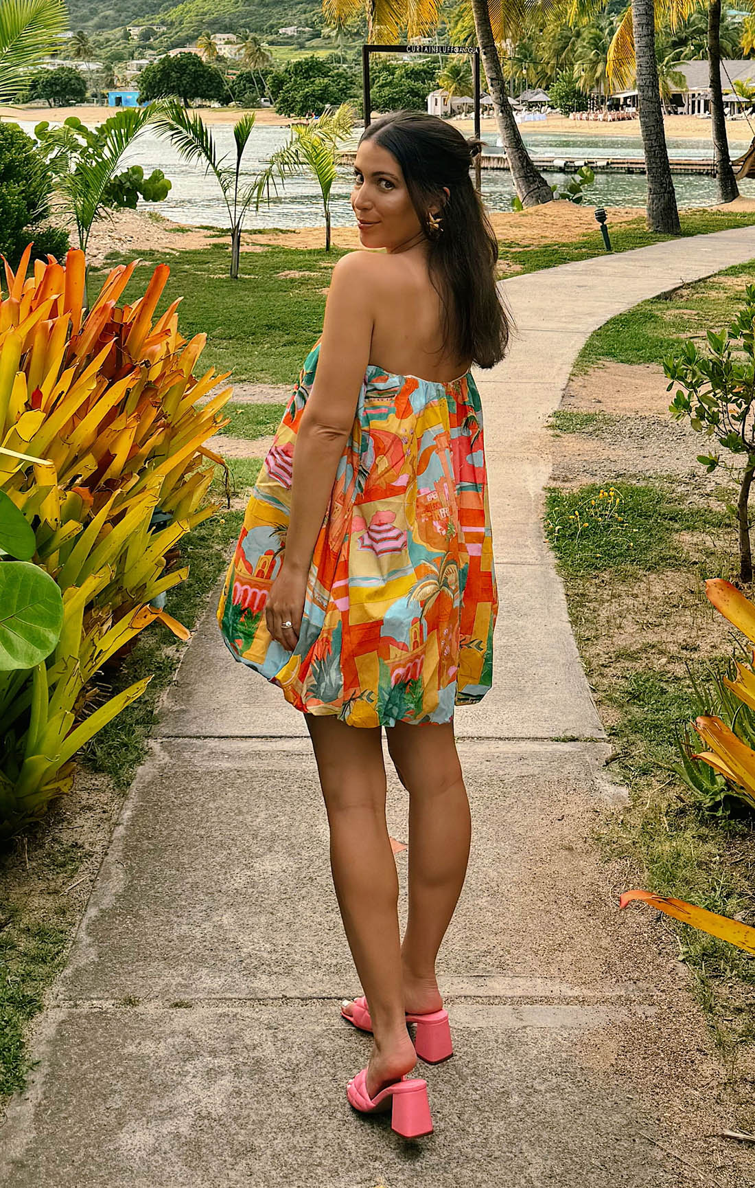 Beverly Bubble Dress - Floral Print Italian Postcard Design | Elegant Summer Dress for Women | Perfect for Beach Vacations, Date Nights & Special Occasions