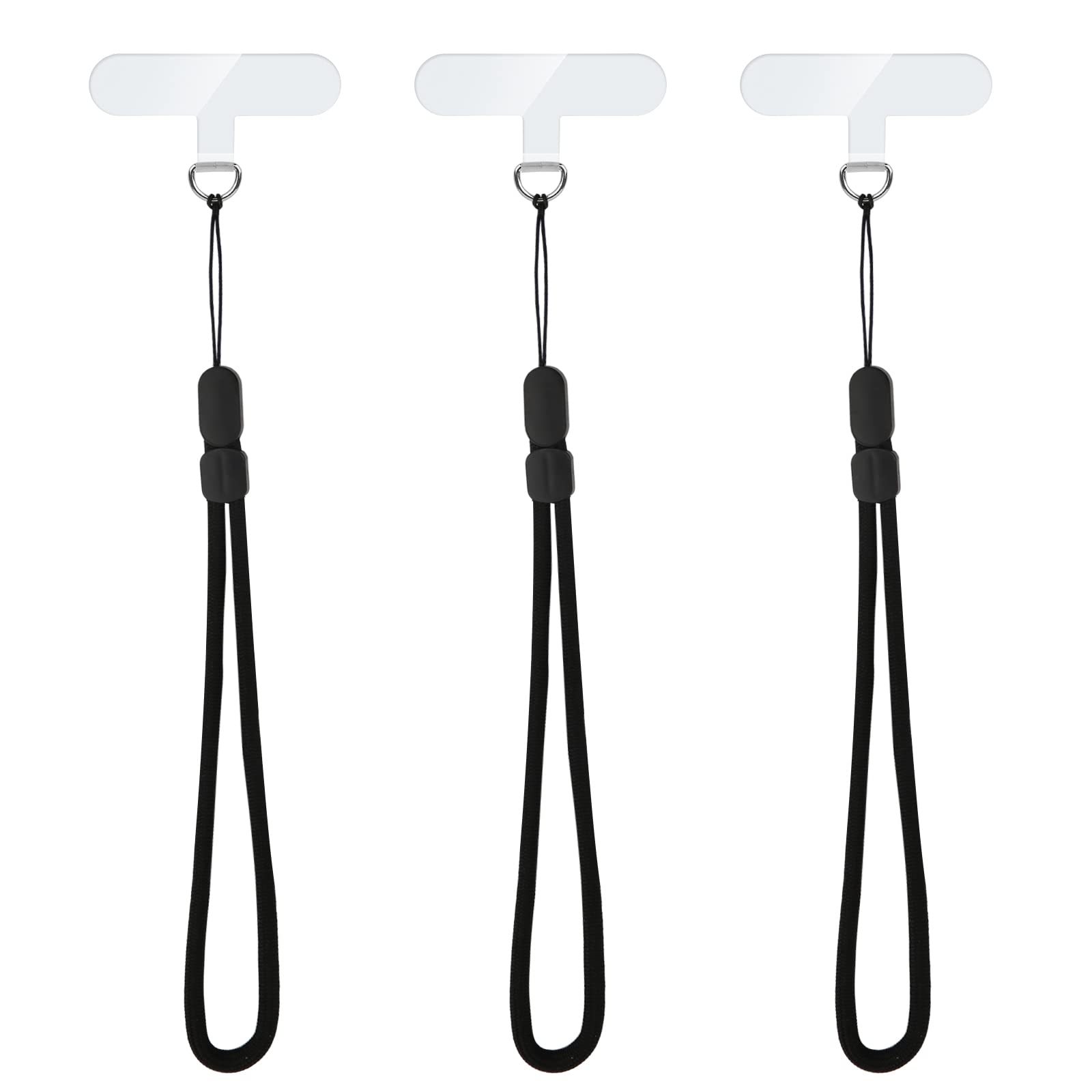 Adjustable Phone Tether Lanyard with 3 Black Ropes & 3 Transparent Patches - Secure Smartphone Strap for Hands-Free Use - Perfect for Running, Hiking, Travel & Outdoor Activities