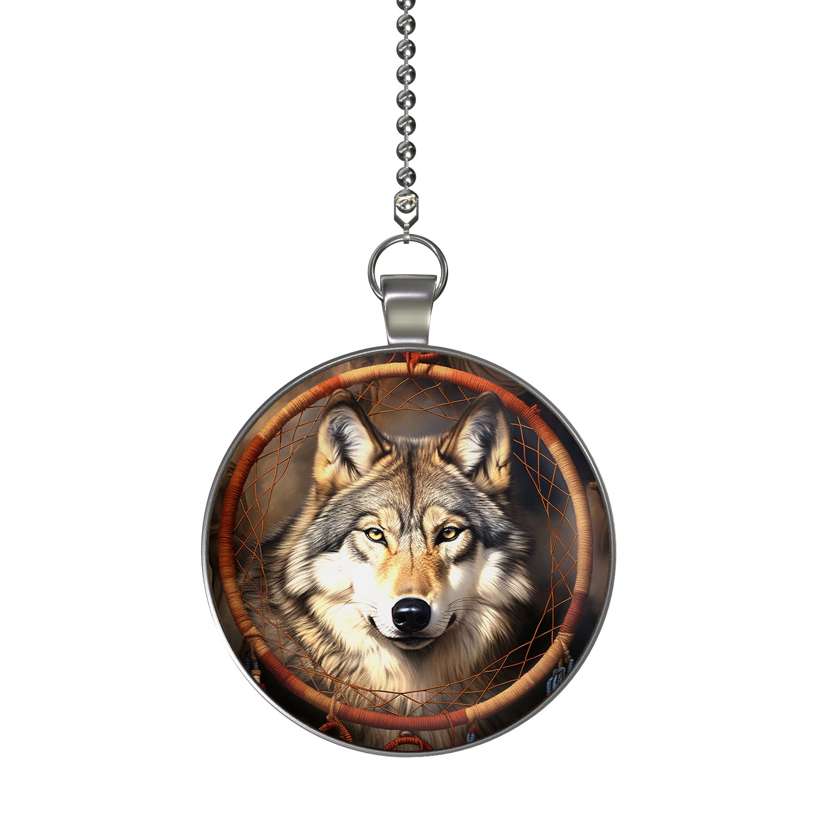 Cheyenne Dreamcatcher Wolf Ceiling Fan Pull Chain - Handcrafted Native American Style Fan & Light Pendant - Perfect for Bedroom, Living Room & Cabin Decor