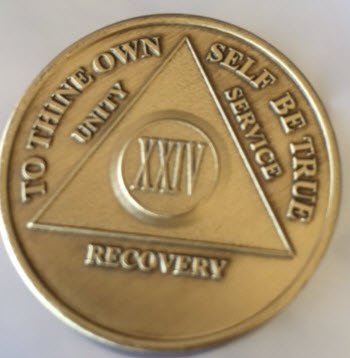 AA Alcoholics Anonymous 24 Year Bronze Medallion Recovery Chip with Serenity Prayer - Inspirational Sobriety Token for 12-Step Meetings & Personal Motivation