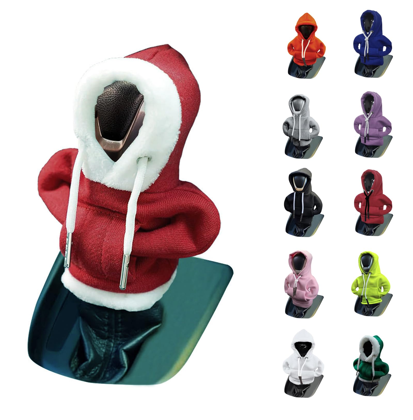 VVAG Gear Shift Hoodie - Universal Fit Car Shift Knob Cover, Christmas Car Accessories & Decorations (Christmas Red) - Perfect for Holiday Gifts, Car Enthusiasts & Festive Vehicle Styling