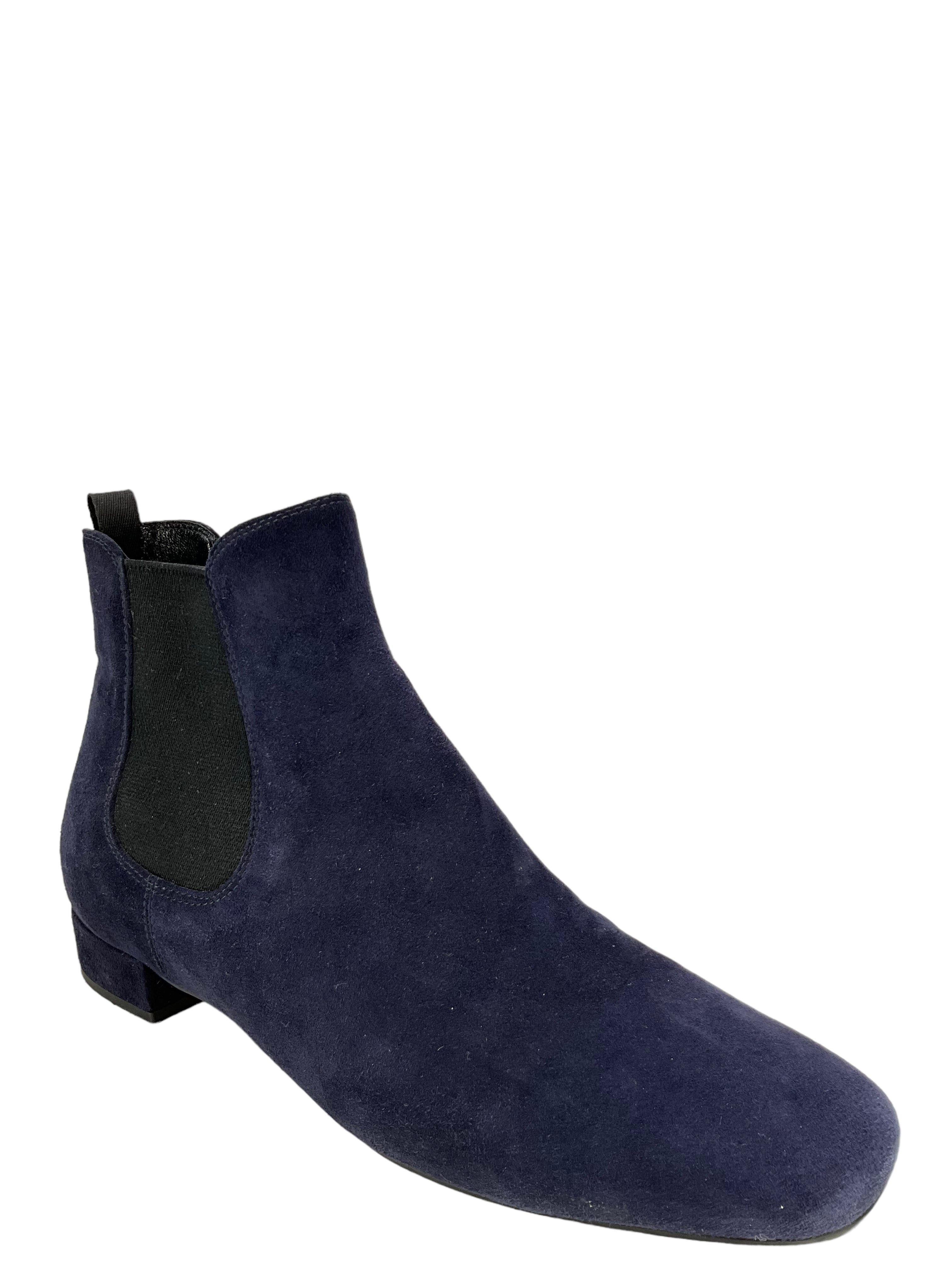 Prada Dark Blue Suede Chelsea Boots for Men Size 7.5 - Stylish & Comfortable Ankle Boots for Casual Wear, Office & Night Out