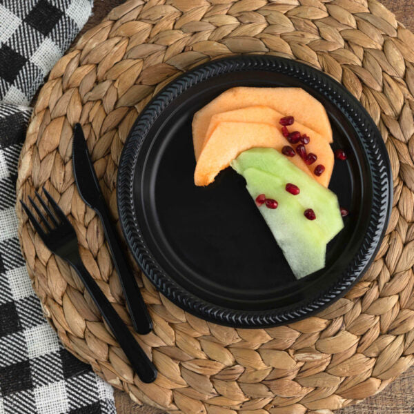 100 Pack Black Round Plastic Dinner Plates - Durable & Stylish Disposable Plates for Parties, Picnics, BBQs, and Everyday Use