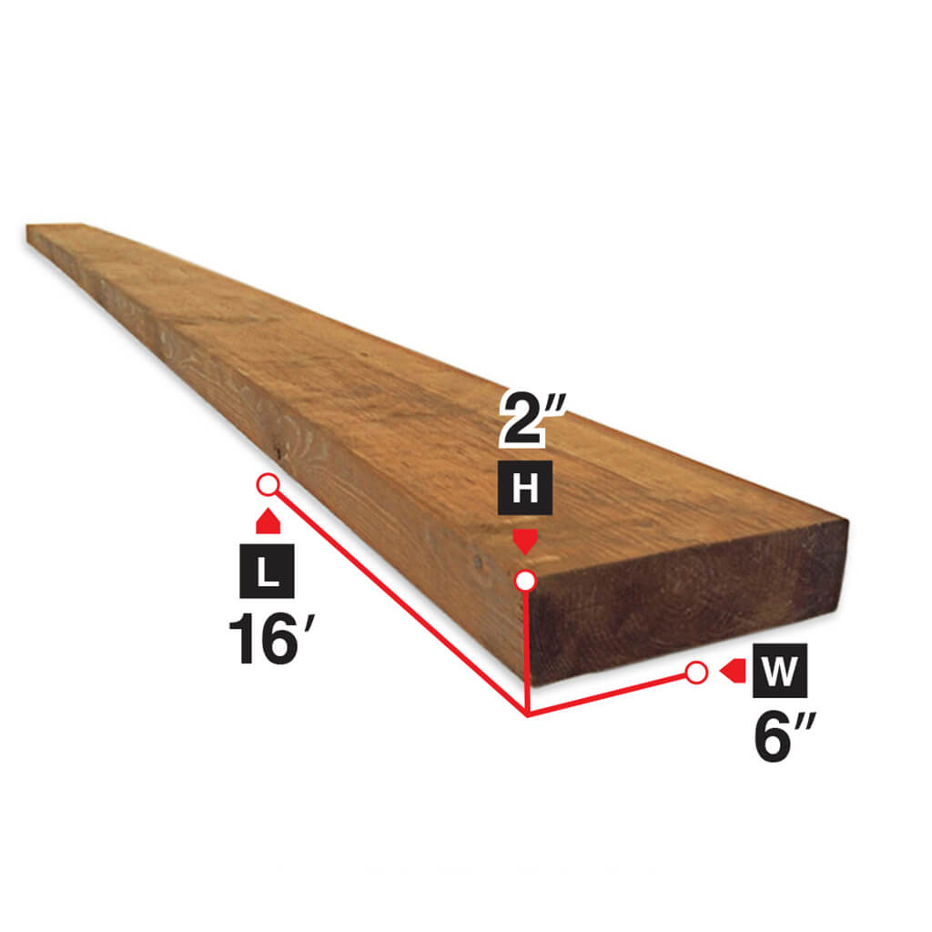 2 in. x 6 in. x 16 ft. Brown Pressure Treated Lumber - Durable Outdoor Wood for Decks, Fences & Landscaping Projects