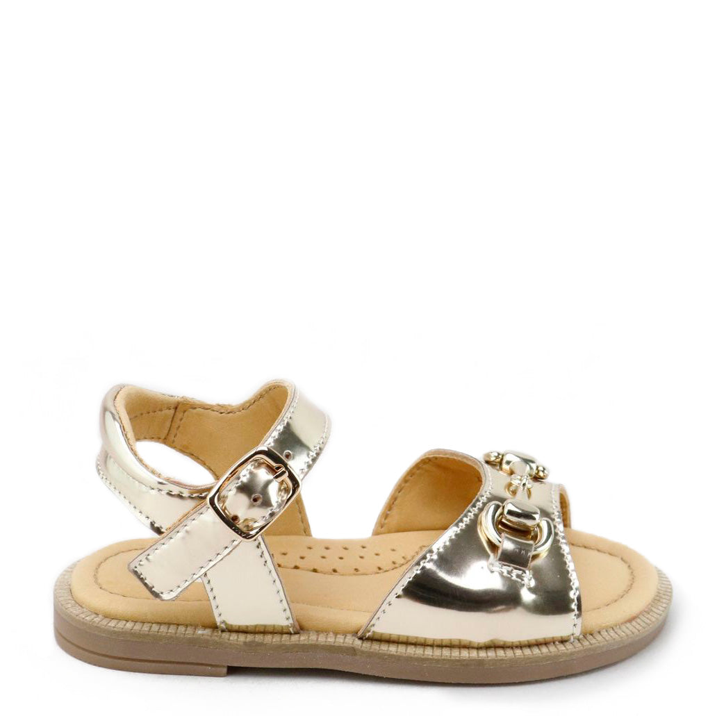 Papanatas Gold Mirror Buckle Sandals - Women's Fashion Gladiator Sandals with Metallic Finish | Perfect for Summer Outfits, Beach Vacations & Boho Chic Style