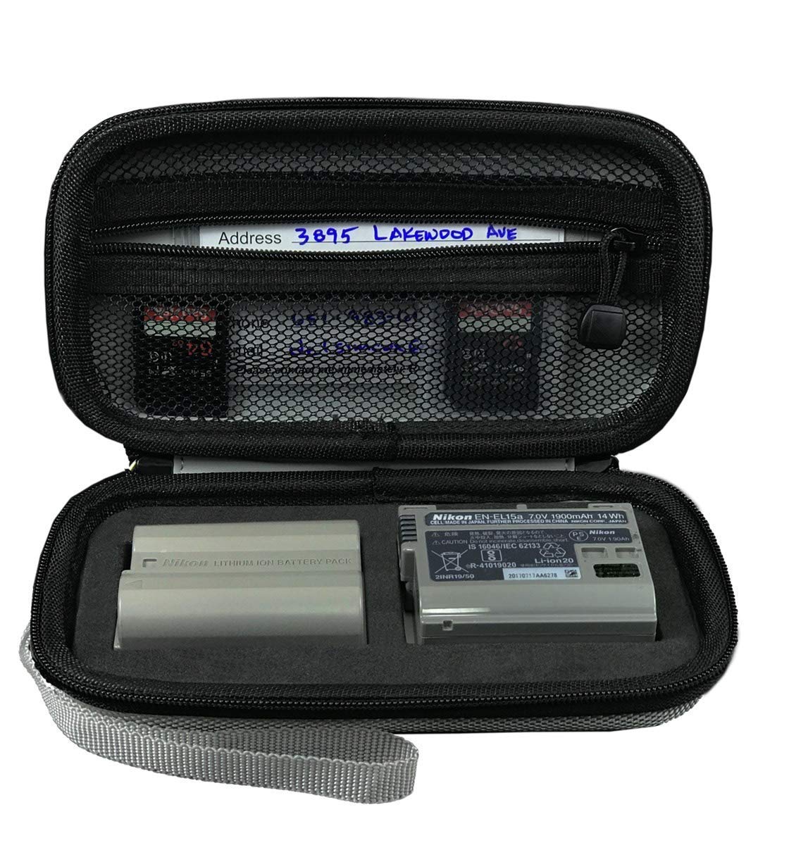 EN-EL15 Battery & Memory Card Case for Nikon Cameras - Durable Grey Storage Holder for Travel & Photography Accessories