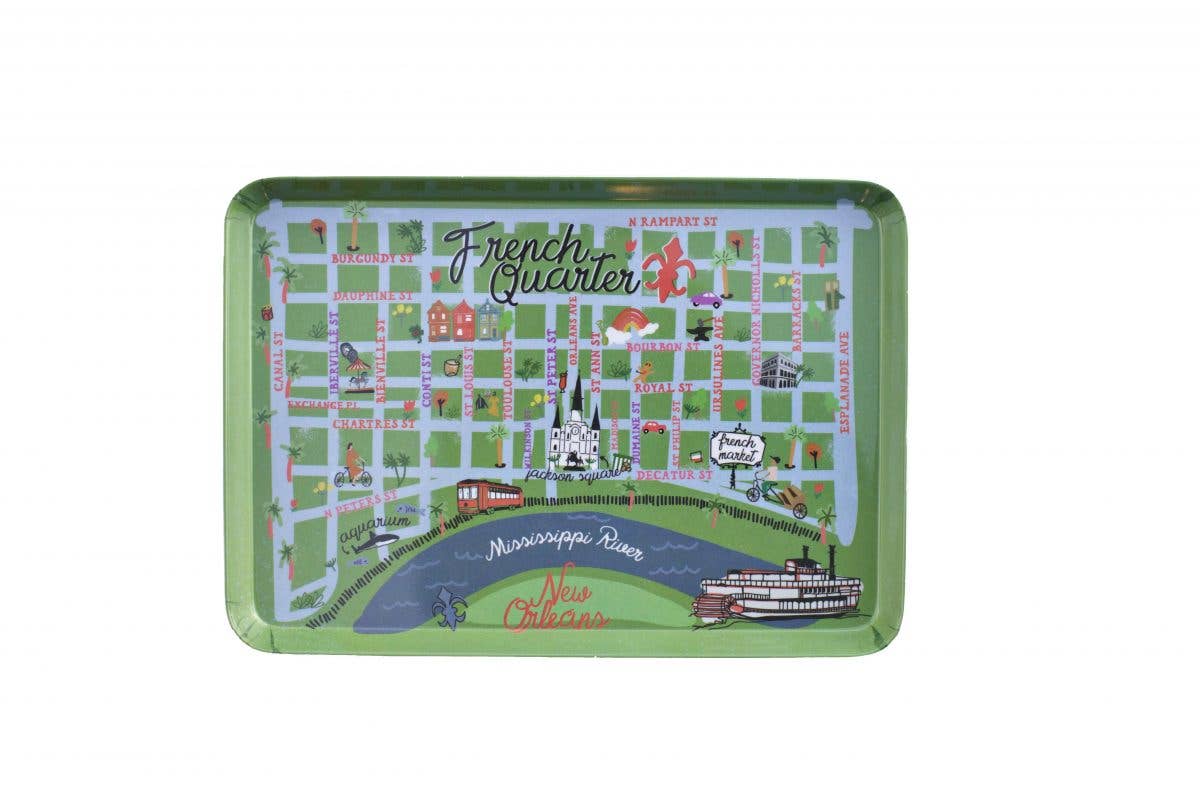 French Quarter New Orleans Map Snack Tray - Decorative Serving Platter for Cheese, Charcuterie & Appetizers | Perfect for Parties, Entertaining & Home Decor