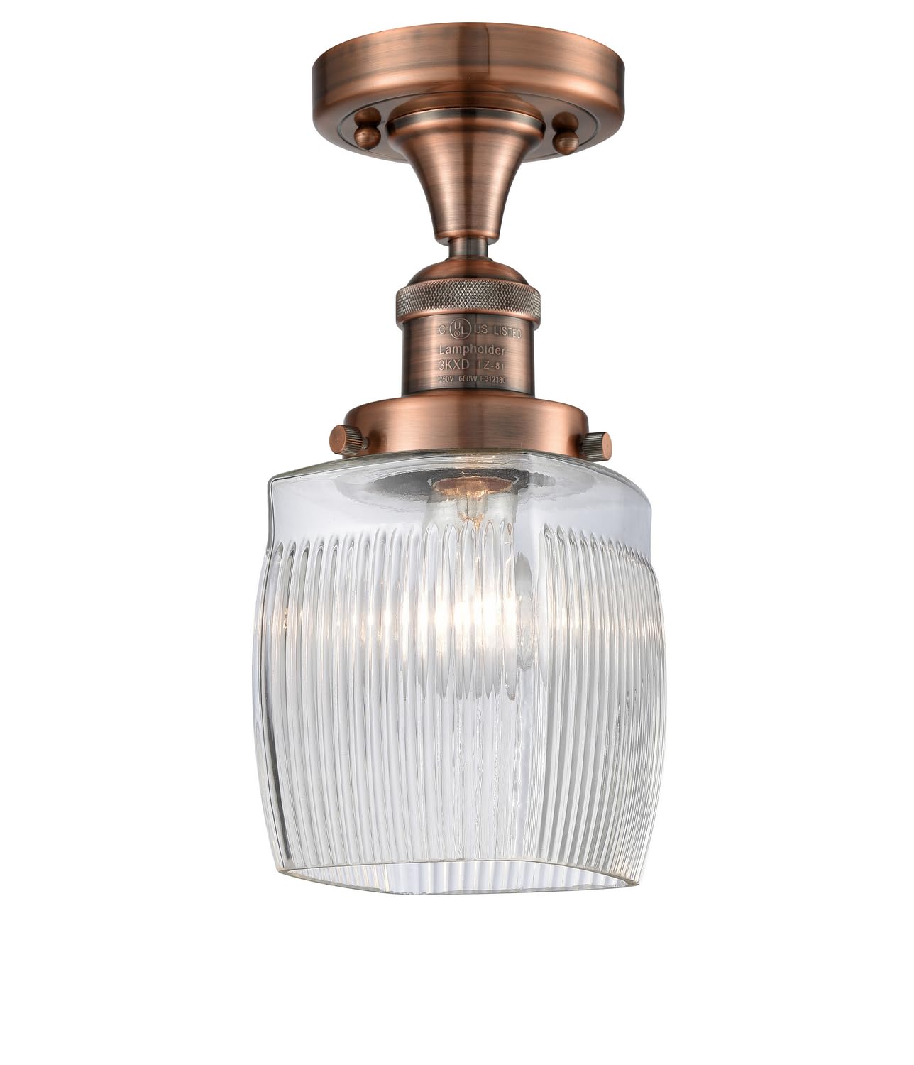 Vintage Dimmable LED Semi-Flush Mount Ceiling Light - Antique Copper Finish, Energy Efficient 1-Light Fixture for Bedroom, Living Room & Dining Room