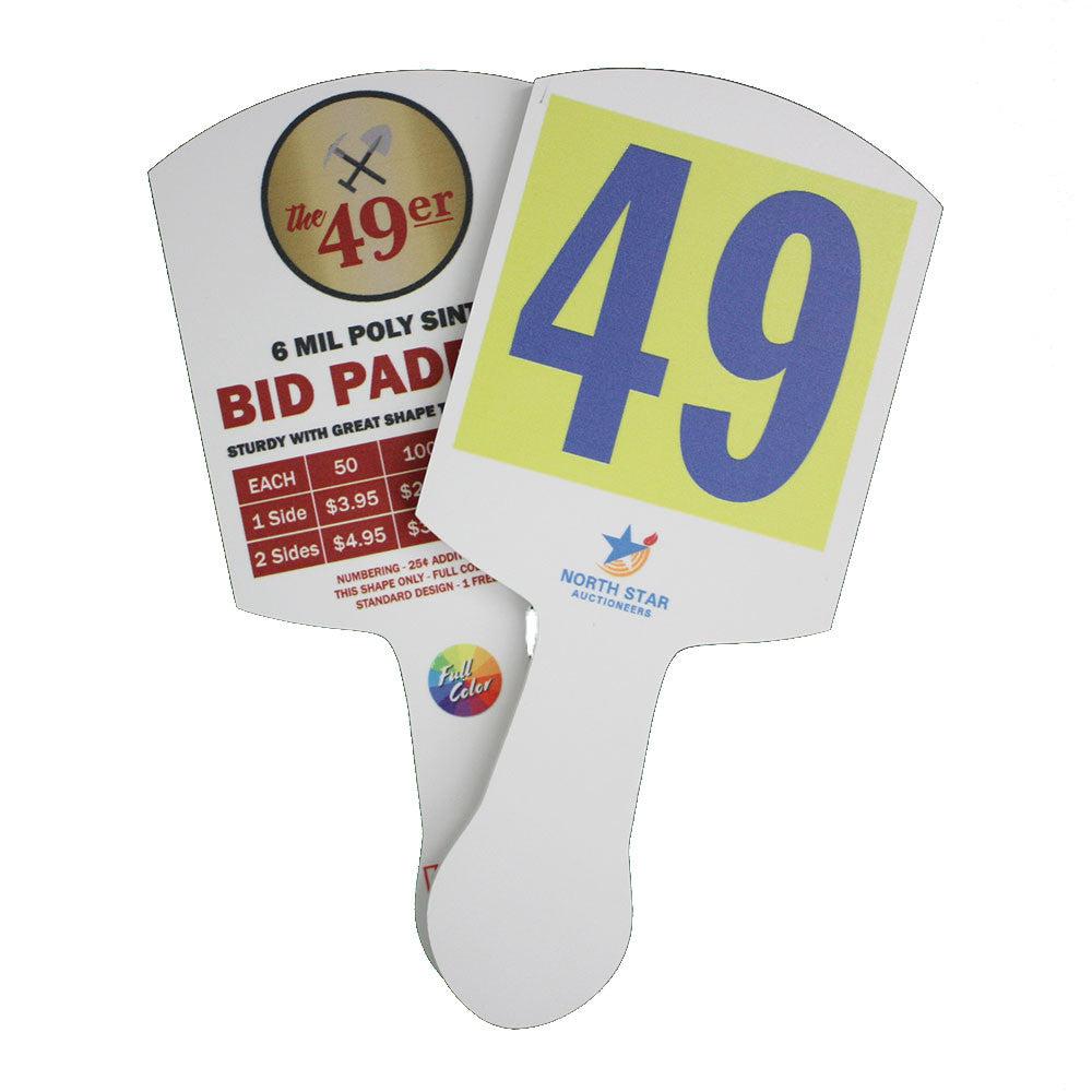 Custom '49er' Plastic Bid Paddles - Full Color Auction Paddles (Minimum Order 50) - Perfect for Charity Events, Bingo Games & Fundraising Auctions