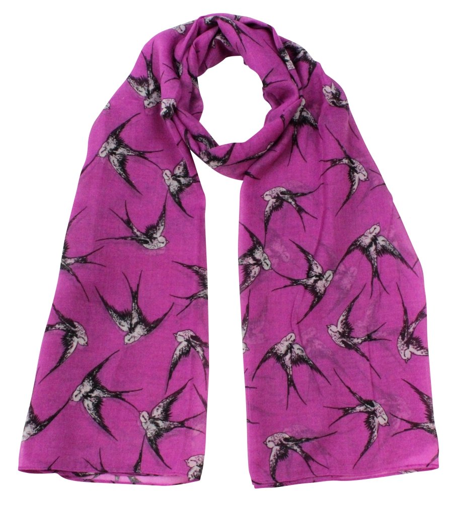 Women's Swallow Bird Print Scarf - Purple Fashion Accessory for Outfits