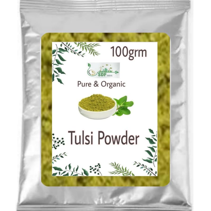 Organic Tulsi Powder for Face, Hair & Skin Care - 100% Pure Holy Basil Powder (100g) - Natural Remedy for Glowing Skin, Hair Growth & Wellness