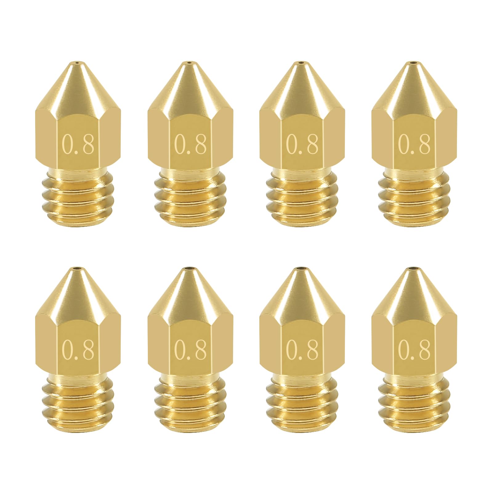 Aokin 8-Pack 0.8mm MK8 Extruder Nozzles for 3D Printers - Compatible with Creality Ender 3/3 Pro/3 V2, Ender 5/5 Pro, CR-10/10S, Makerbot & Anet A8 - Perfect for High-Speed Printing, Large Layer Heights & Smooth Finishes