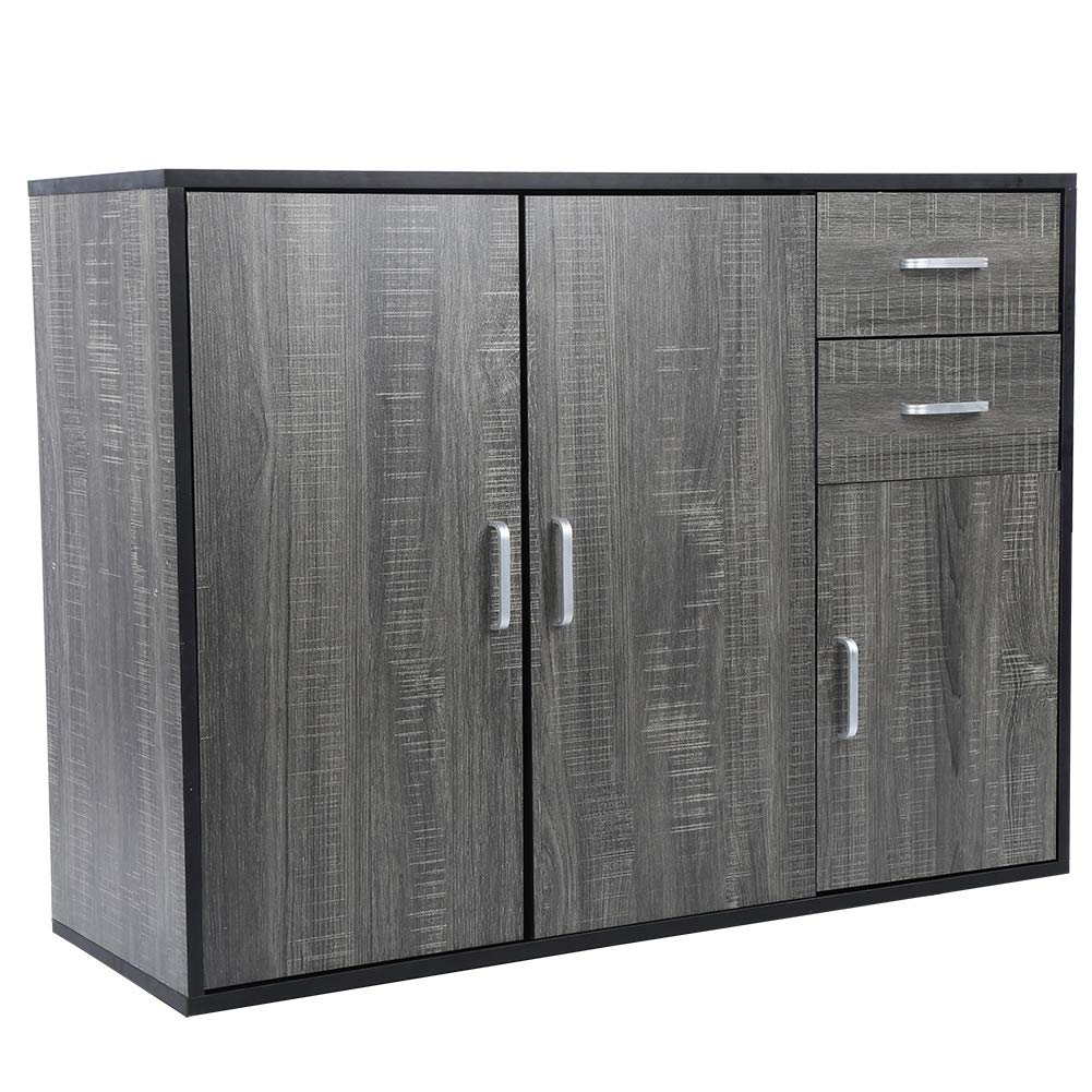White 2-Door Storage Cabinet with Drawer - 39.4