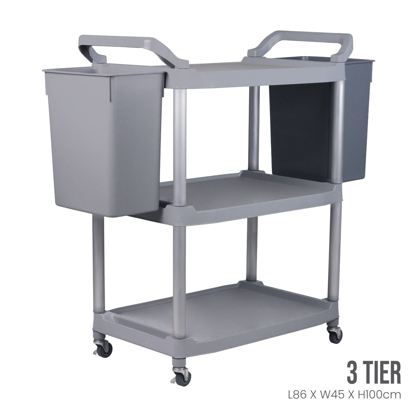 3-Tier Rolling Kitchen Cart with Wheels - Stainless Steel Serving Cart for Dining Room, Living Room, or Office - Mobile Storage Organizer for Parties, Buffets & Small Spaces