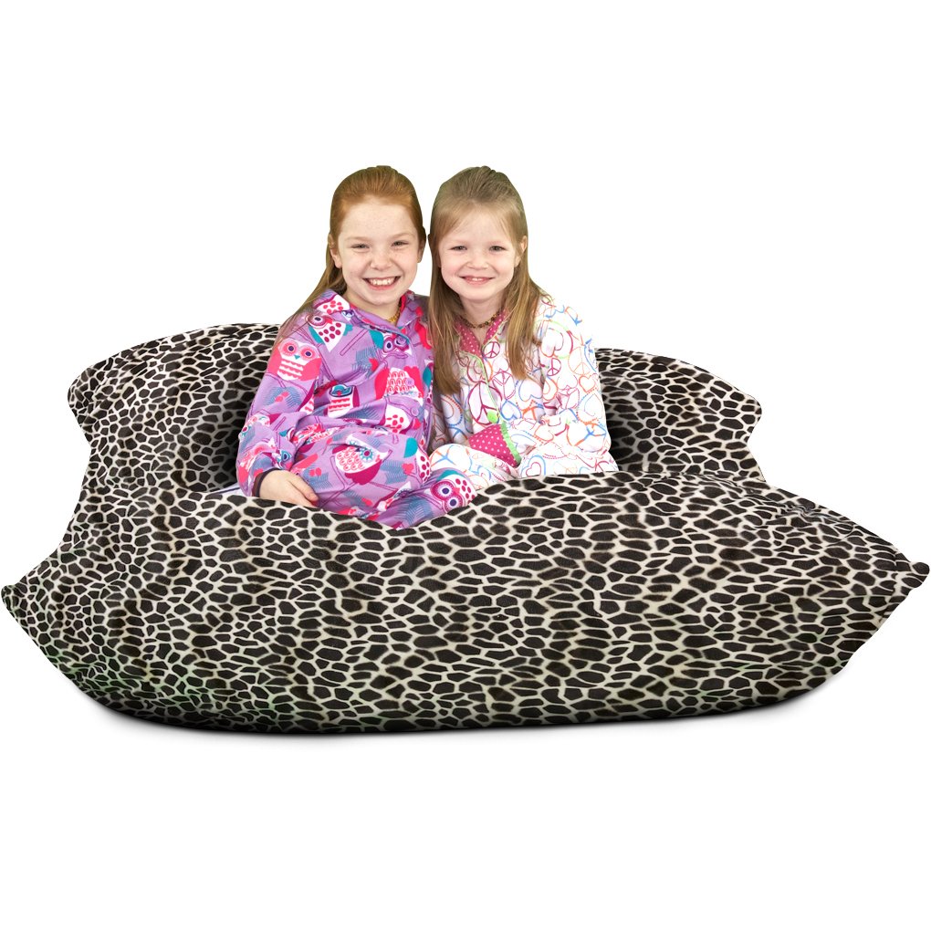 ULTIMATE SACK Oversized Bean Bag Chair - Giant Fluffy Floor Pillow for Adults & Kids, Soft Faux Fur Giraffe Print Lounger | Perfect for Living Room, Bedroom, Dorm or Game Room Relaxation