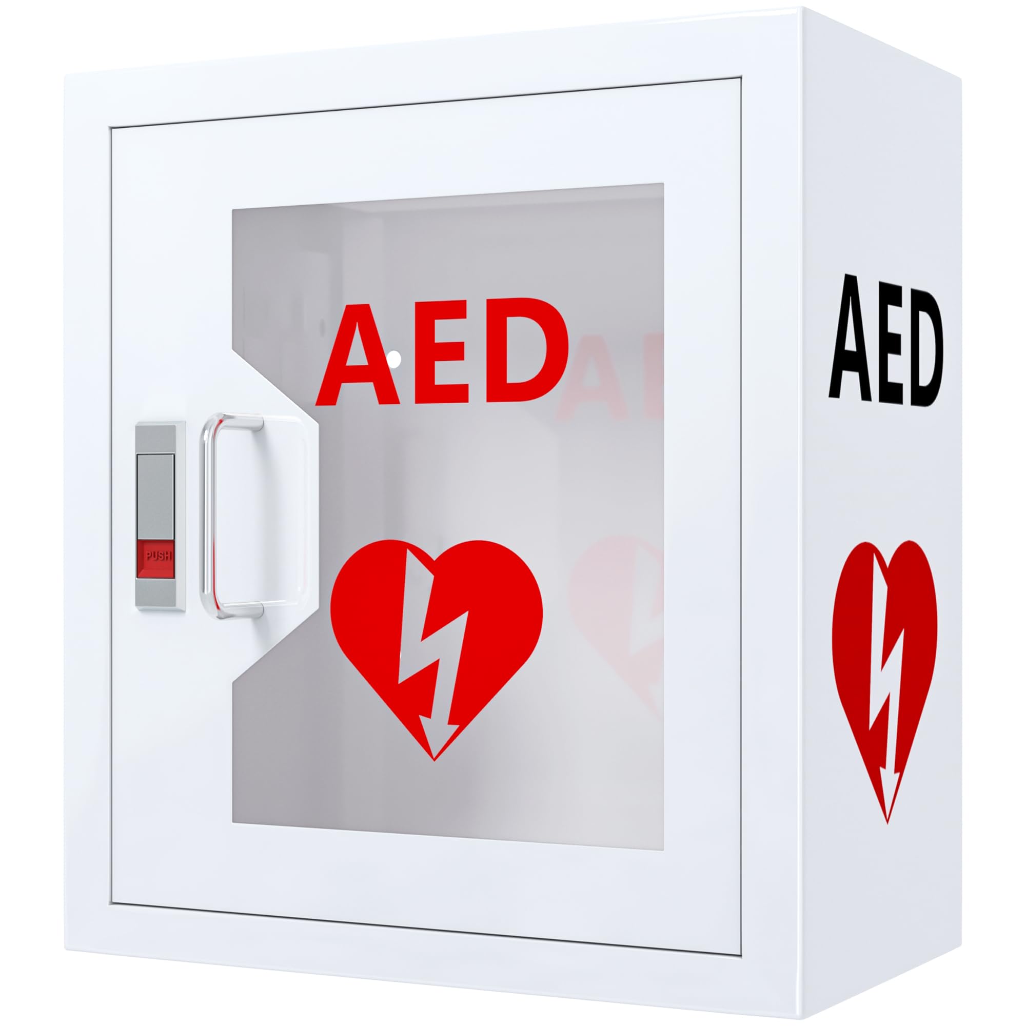 Wall Mount AED Defibrillator Cabinet - 14.2x7.8x15.7 Inch Steel Storage with Snap Lock - Universal Fit for All AED Brands - Perfect for Hospitals, Schools & Public Safety Locations