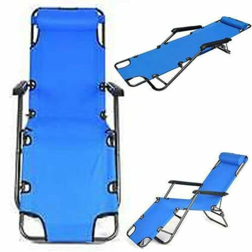 1 Pc Outdoor Reclining Chaise Lounge Chair - Portable Poolside Patio Bed for Camping, Beach & Backyard Relaxation | Lightweight Foldable Sunbathing Cot for Adults