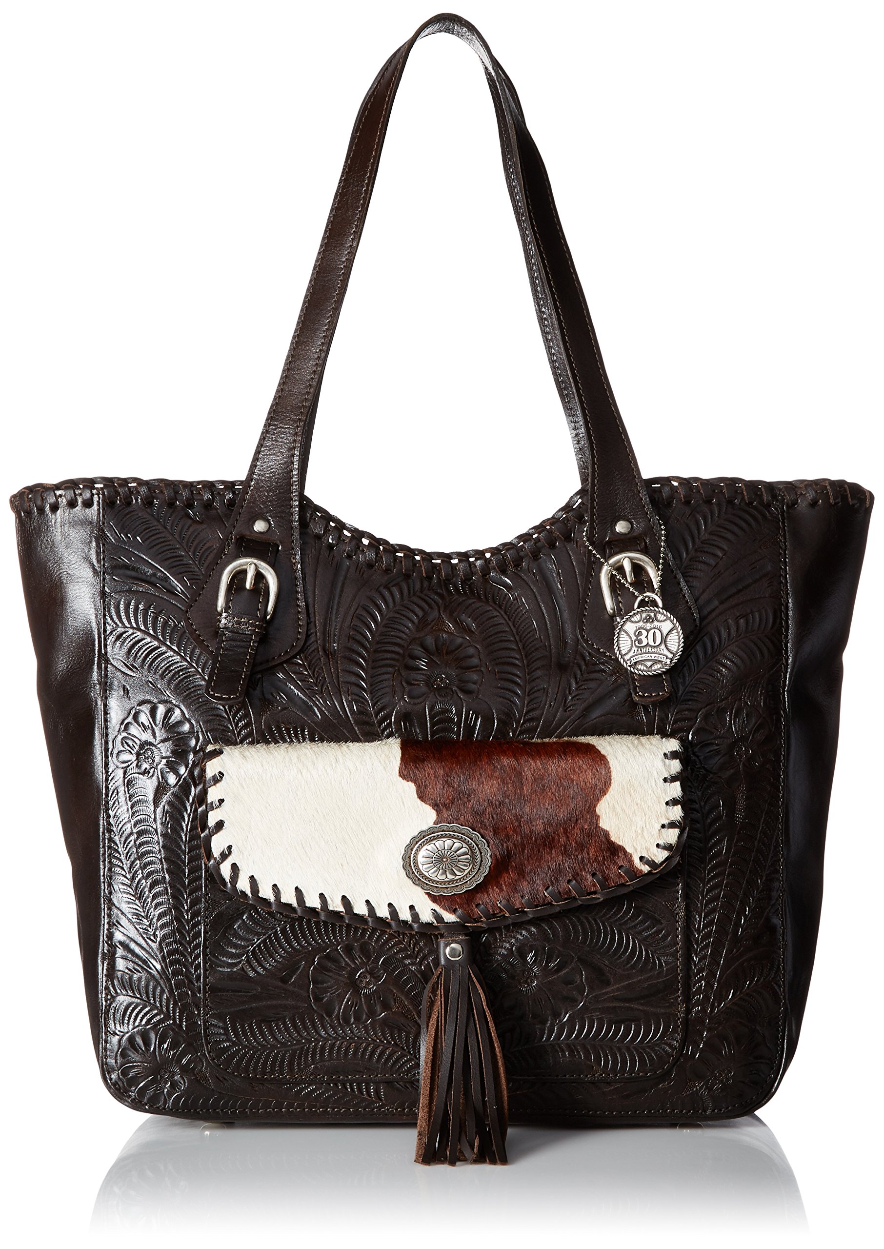 Annie's Secret Collection Tote Bag - American West Style Chocolate Brown Leather with Pony Print - Perfect for Work, Travel & Everyday Use