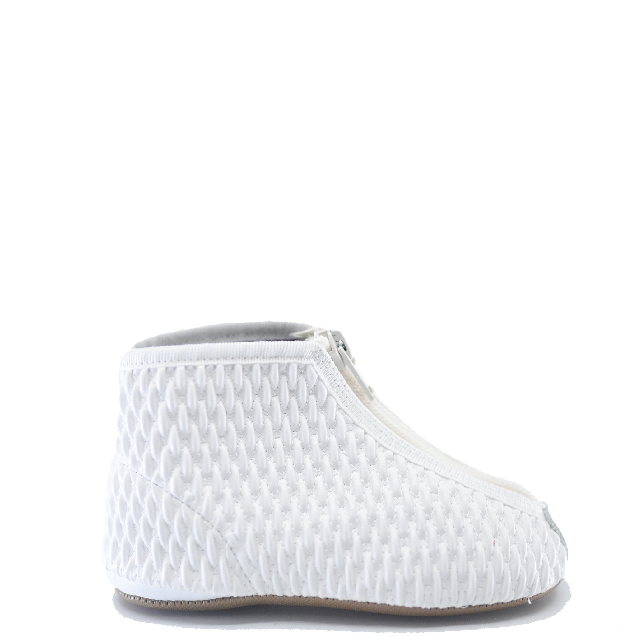 Pepe White Textured Zipper Bootie - Women's Chunky Heel Ankle Boots for Fall & Winter | Fashionable Comfort Shoes for Casual Outfits, Office Wear & Night Out