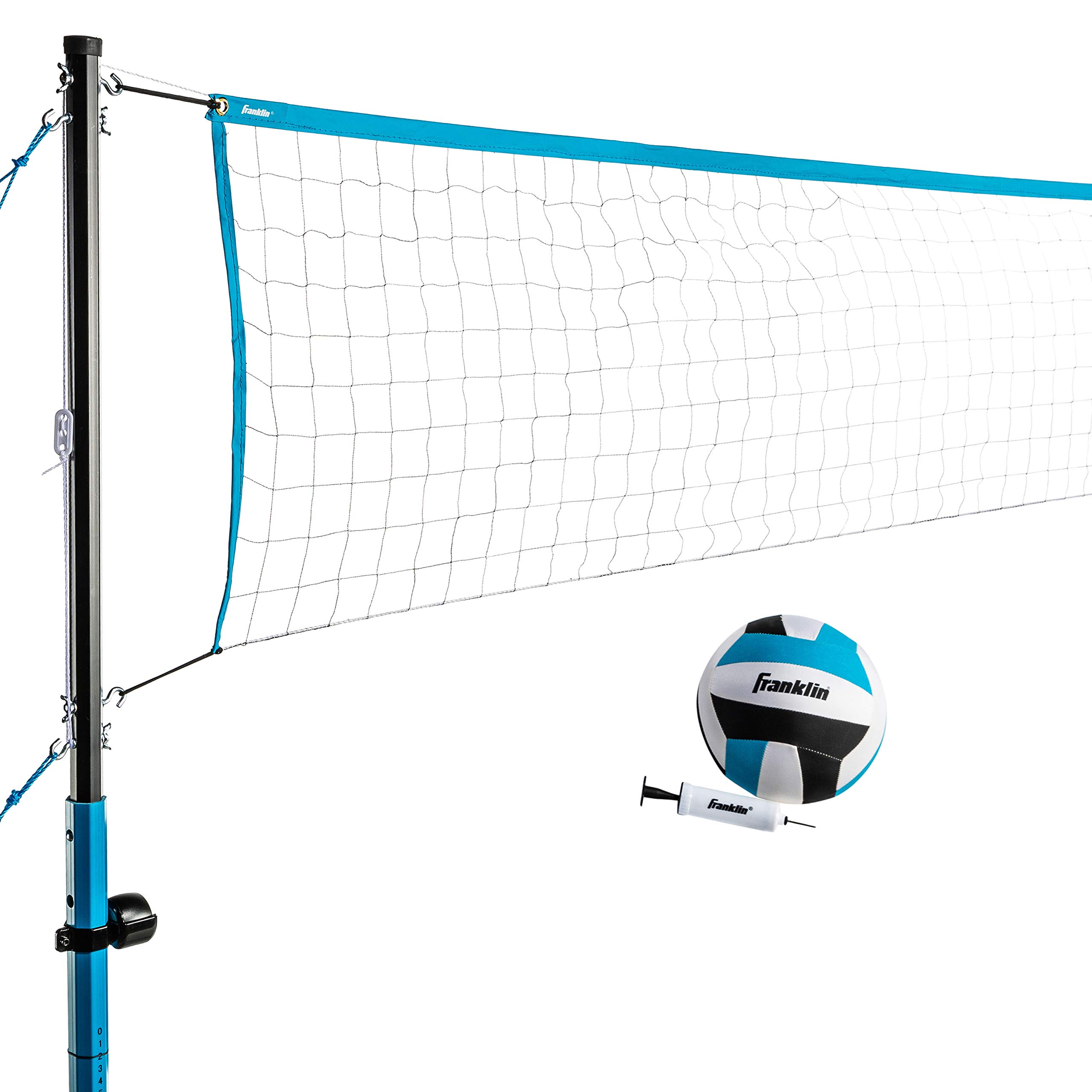 Franklin Sports Beach & Backyard Volleyball and Badminton Set with Bluetooth Speaker - Portable Net, Poles, Pump & Carry Bag - Perfect for Outdoor Games, Picnics & Backyard Fun